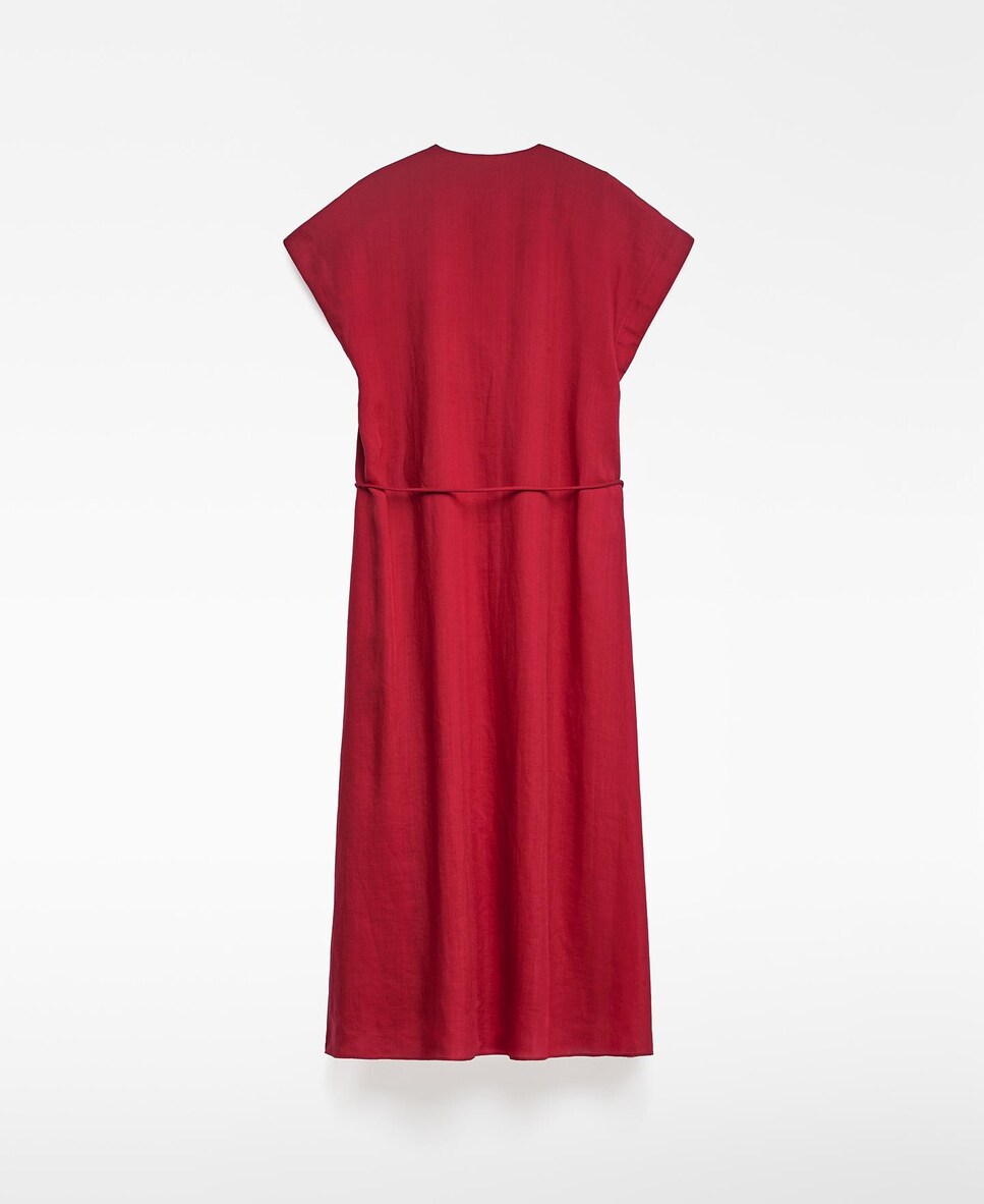 Vestido Midi com Rami Vermelho-6