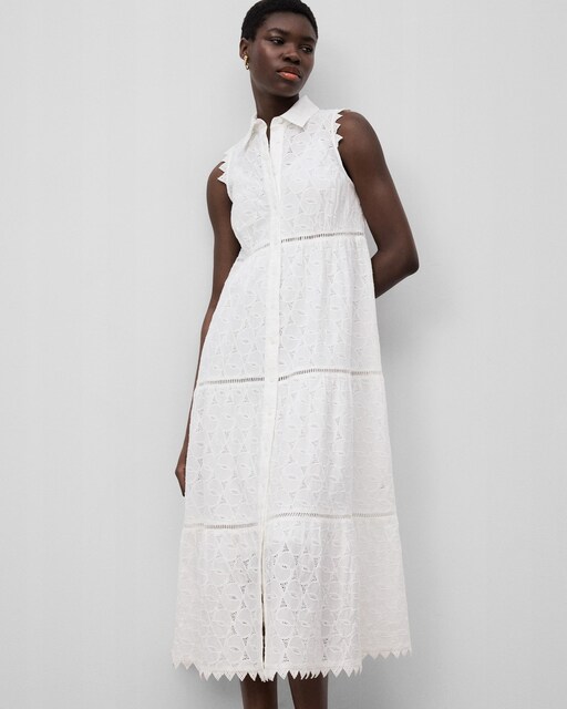 Imagem 0 de Vestido Bordado de Gola com Lapela