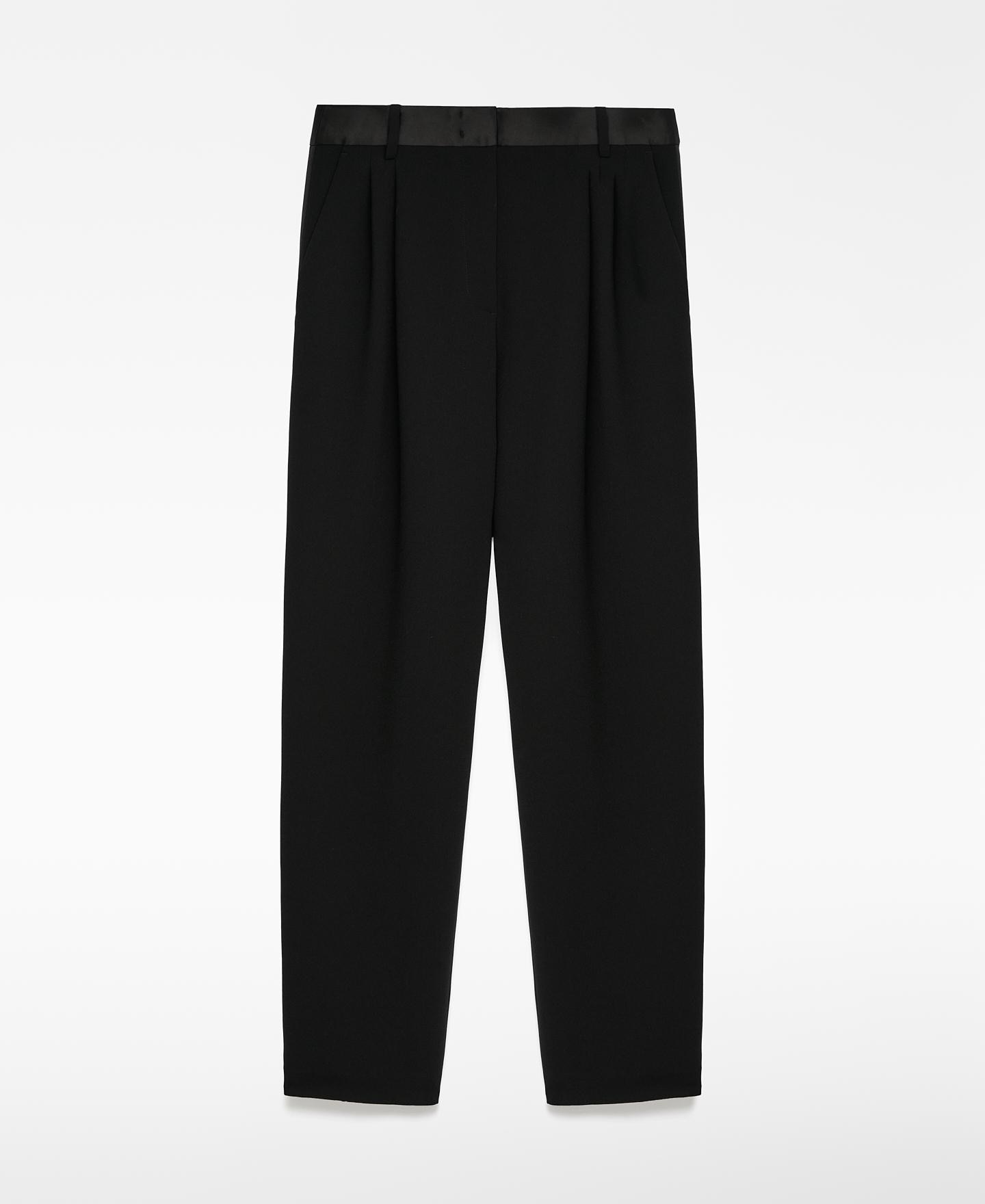 Calças Formais de Pinças com Tecido Duplo Preto-5