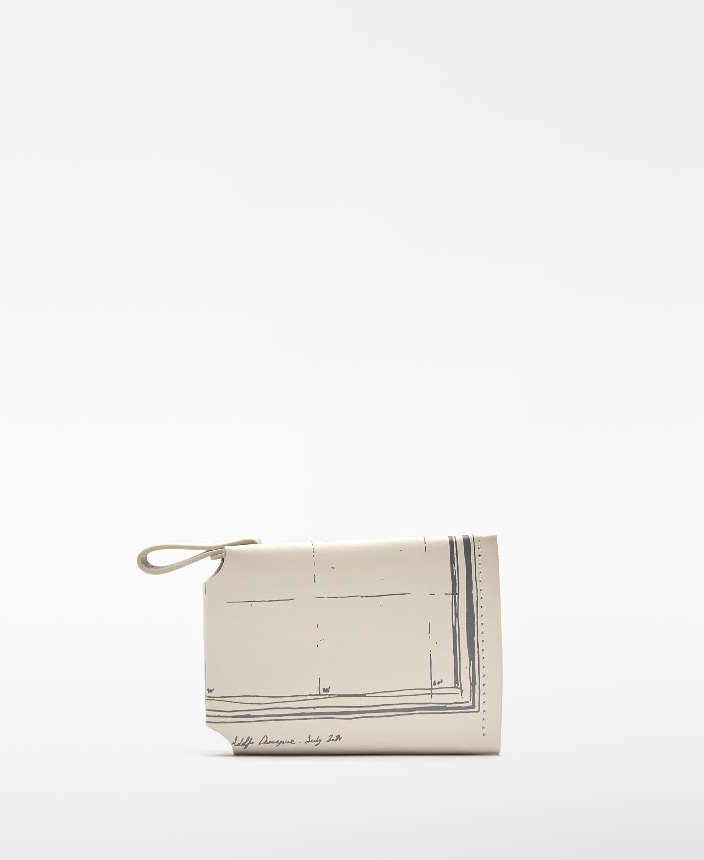 Porta-moedas de Pele com Estampado Bege-1