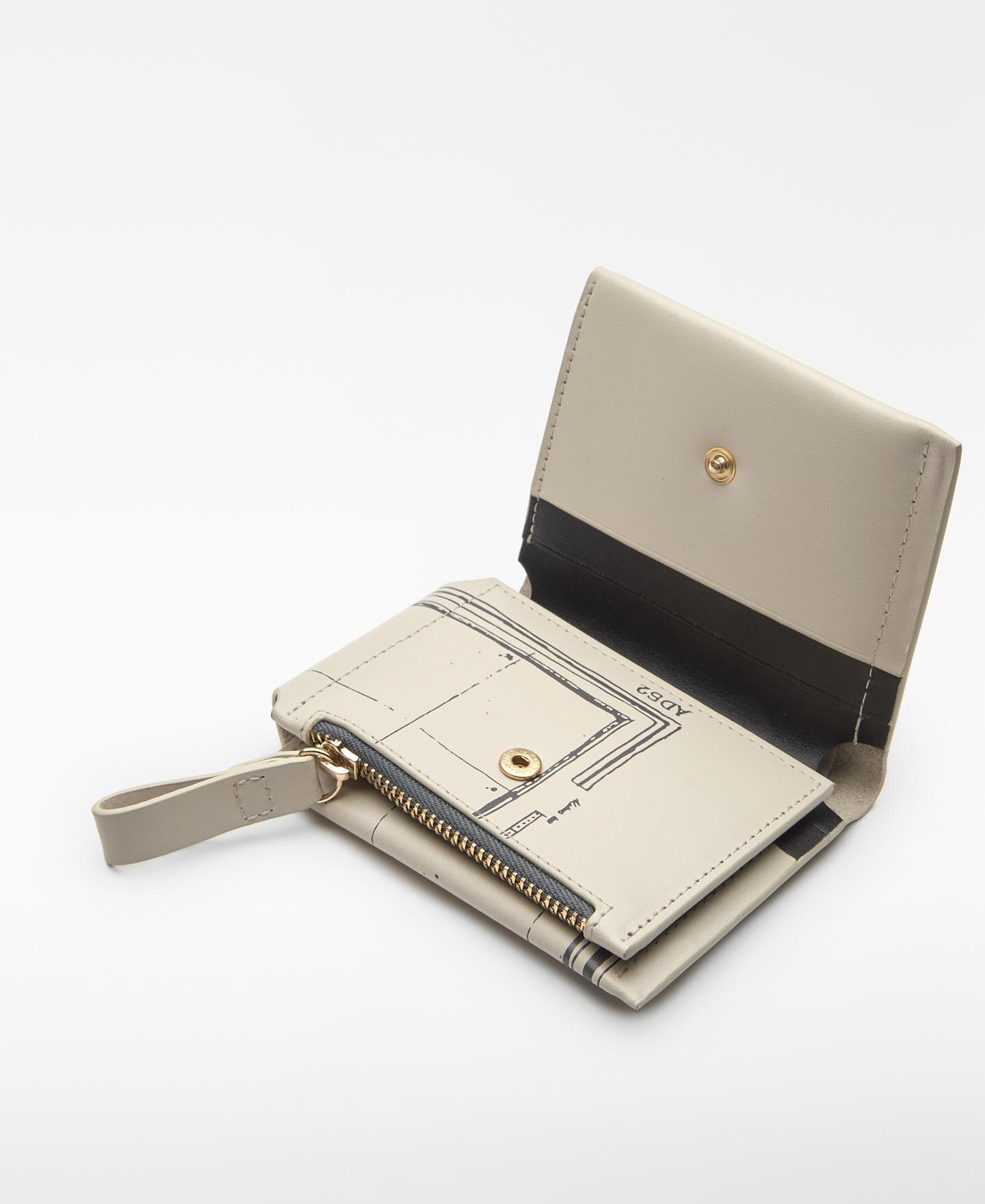 Porta-moedas de Pele com Estampado Bege-2