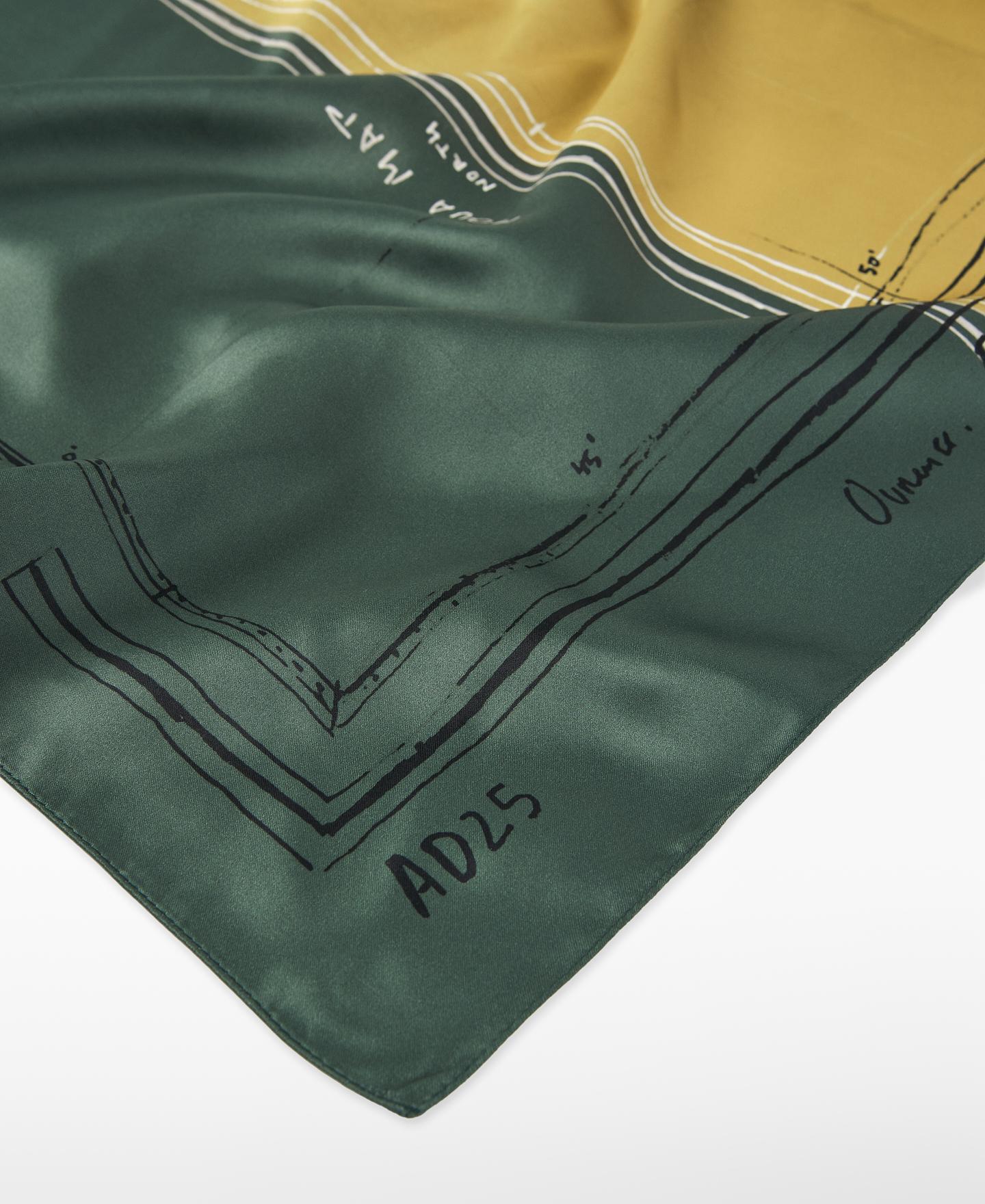 Lenço Quadrado com Estampado de Mapa Verde / azul marinho-3