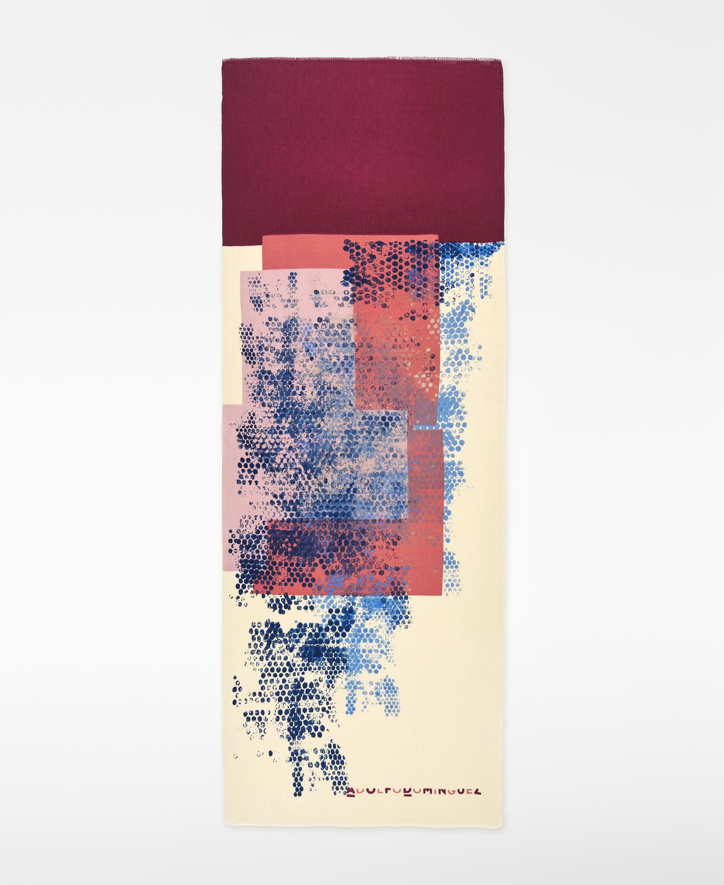 Écharpe de Algodão com Estampado Jacquard Branco / Bordeaux-1