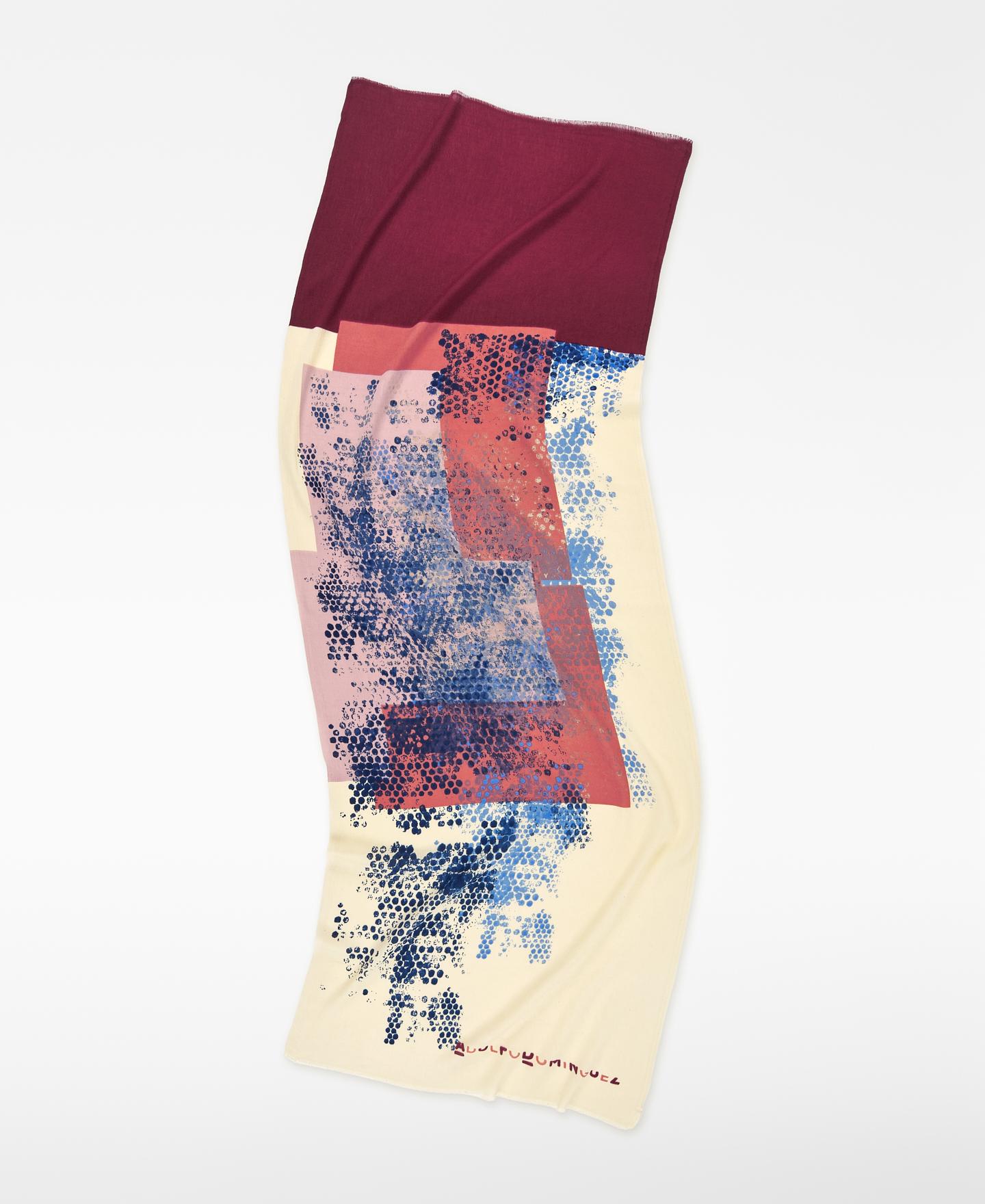 Écharpe de Algodão com Estampado Jacquard Branco / Bordeaux-2