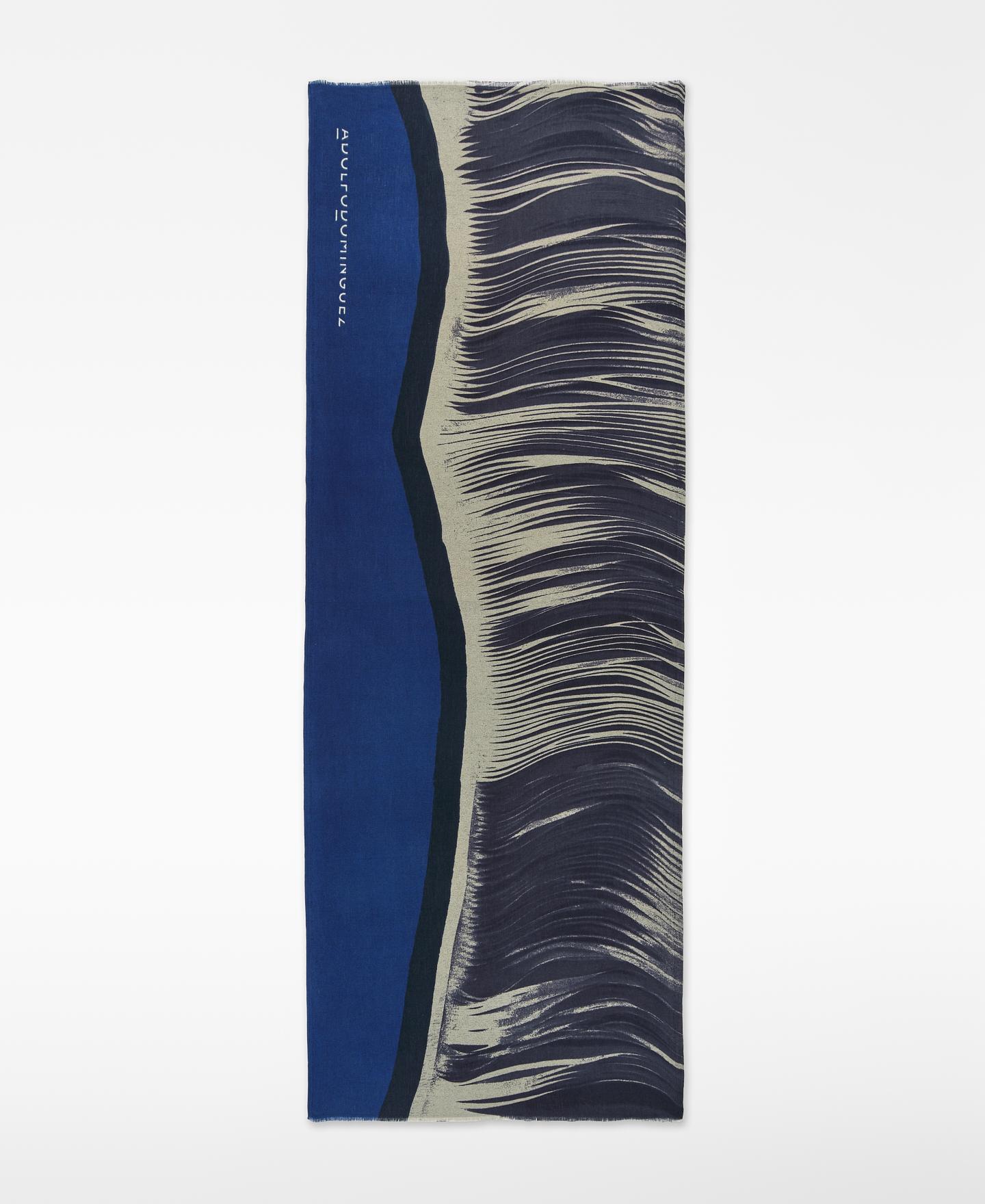 Xaile Estampado de Algodão Orgânico Azul / Preto-1