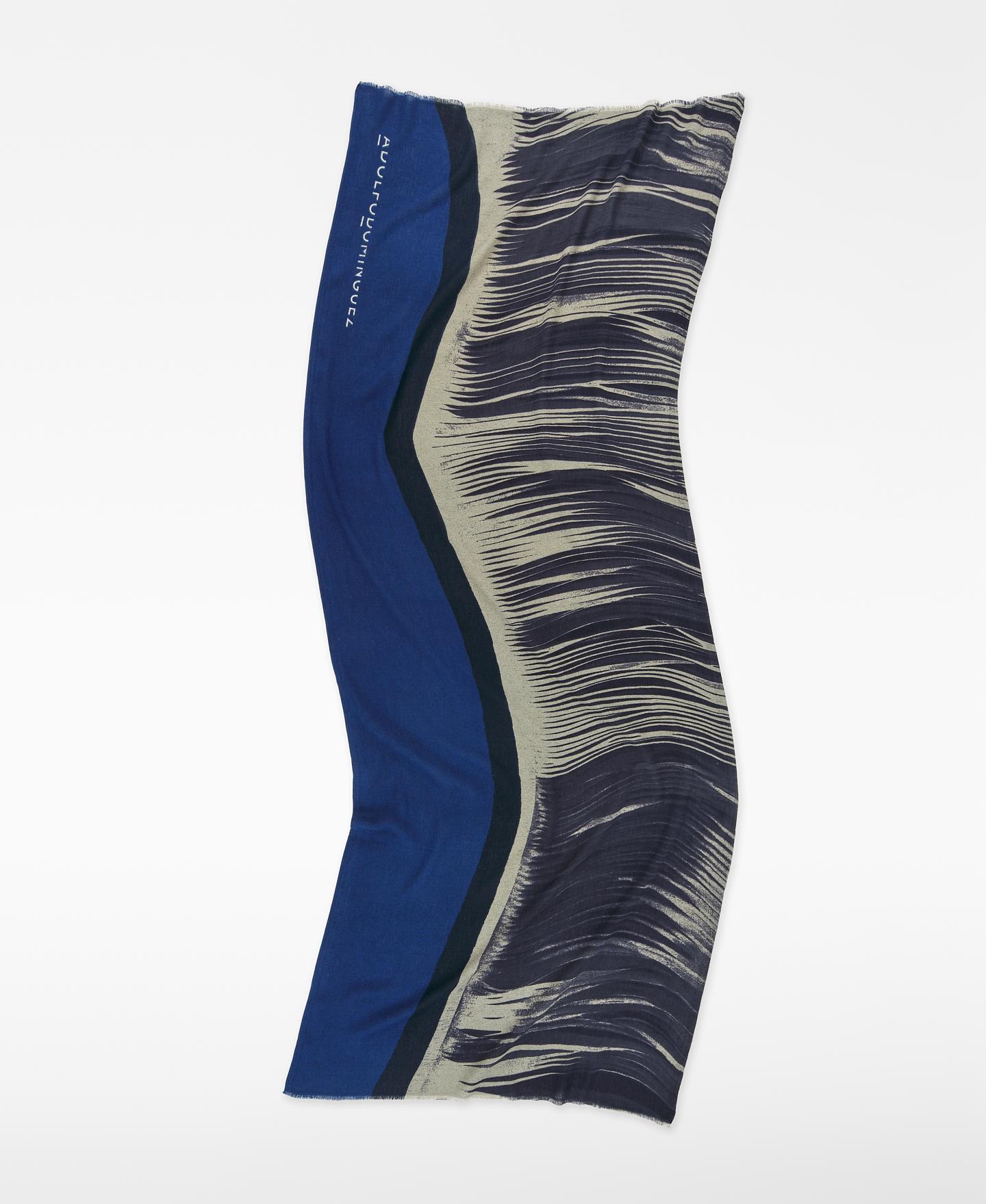 Xaile Estampado de Algodão Orgânico Azul / Preto-2