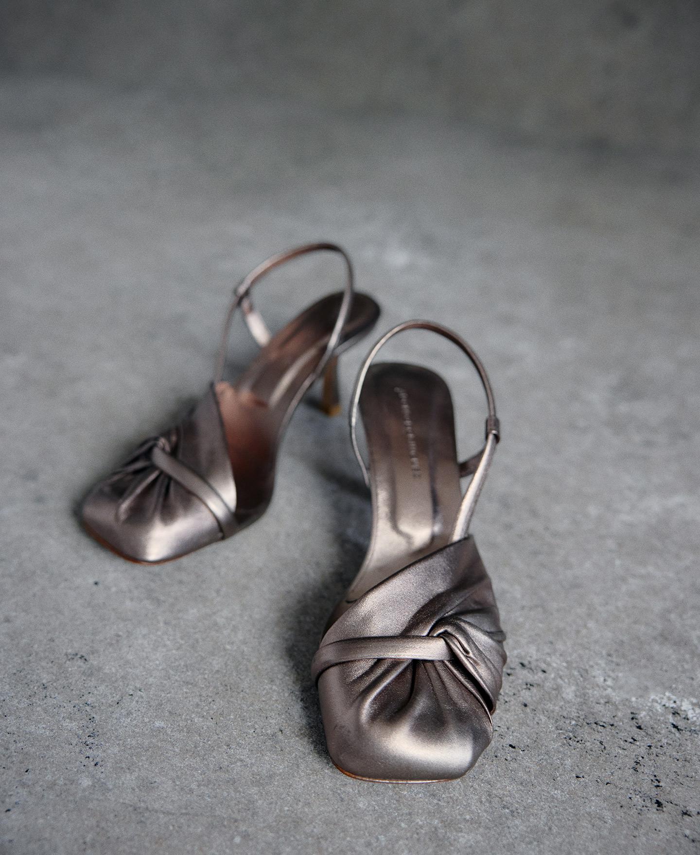 Sapatos de Salto em Pele Franzida Latão-5