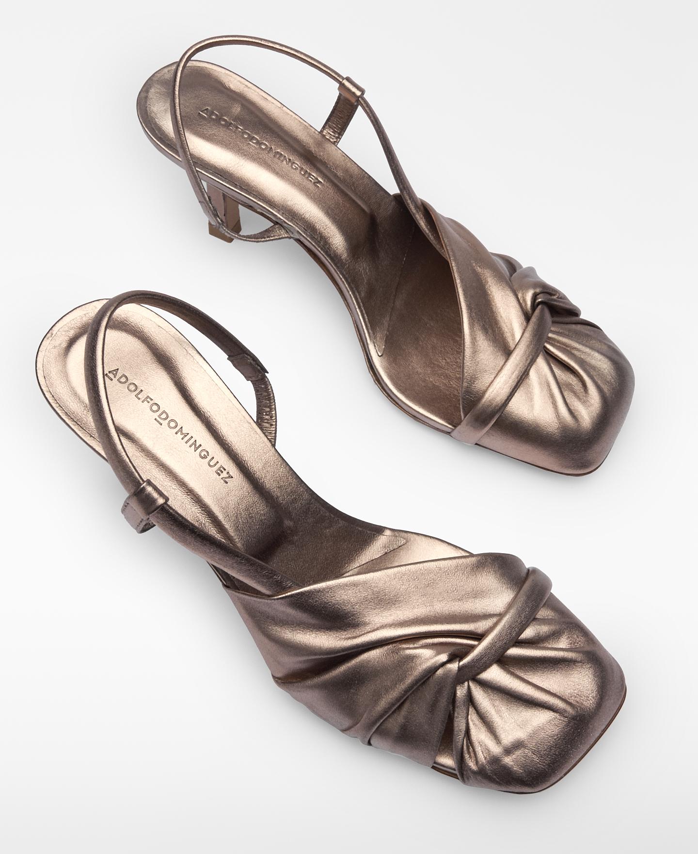 Sapatos de Salto em Pele Franzida Latão-2