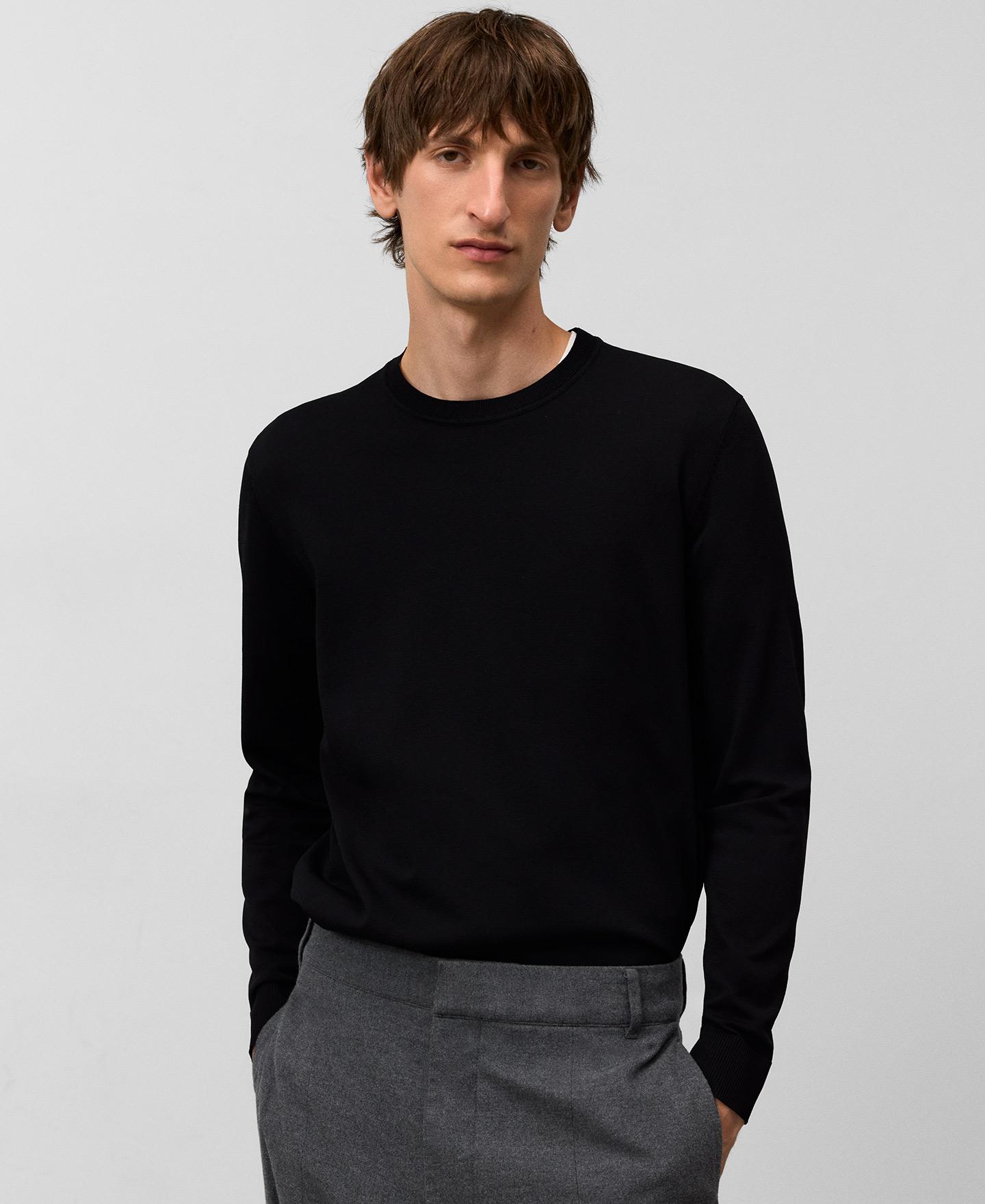 Camisola de Malha com Gola Redonda Preto-1