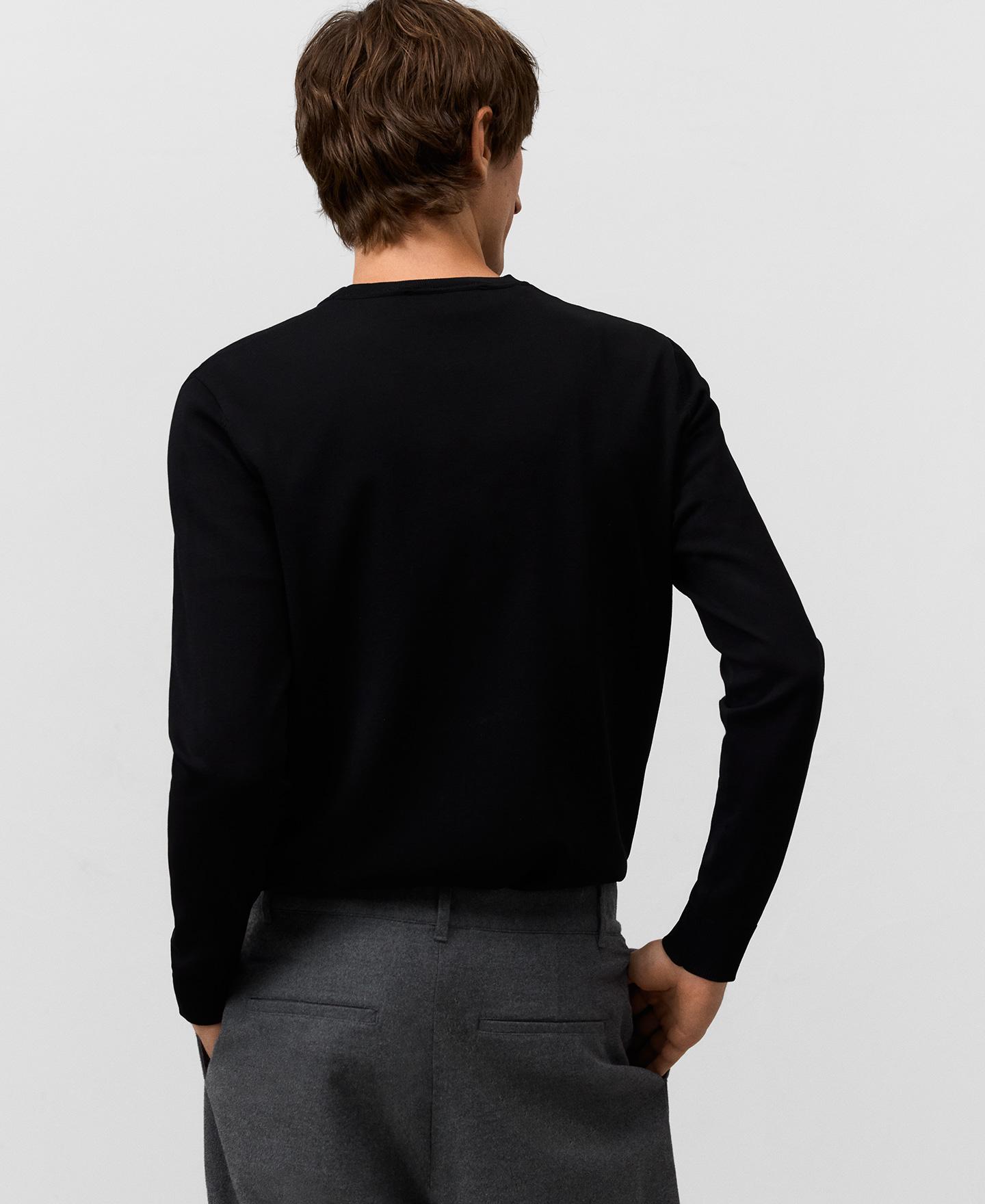 Camisola de Malha com Gola Redonda Preto-3