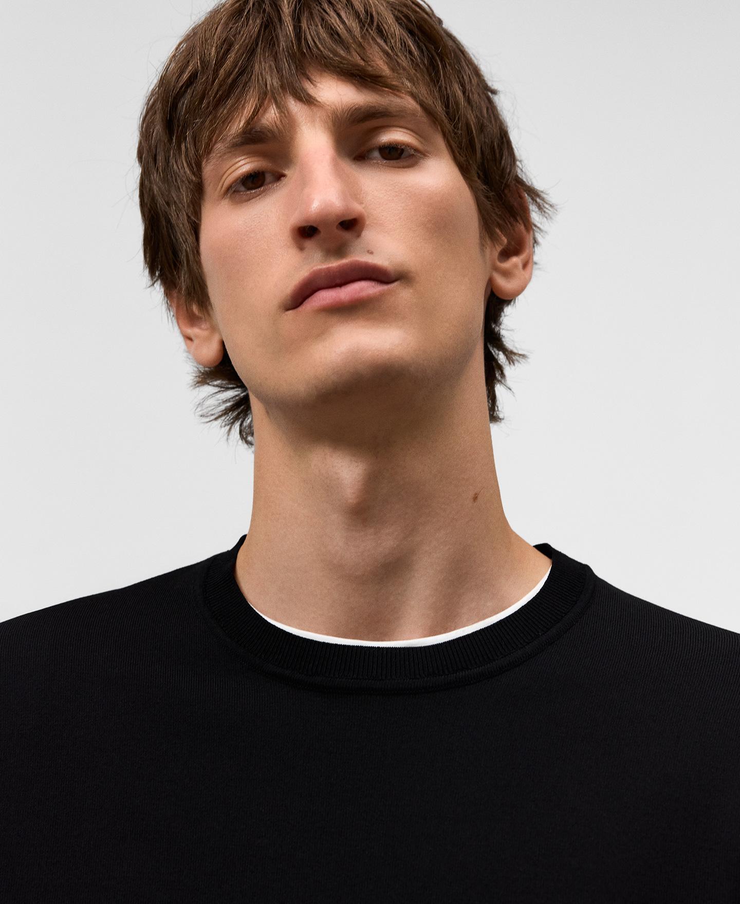 Camisola de Malha com Gola Redonda Preto-4