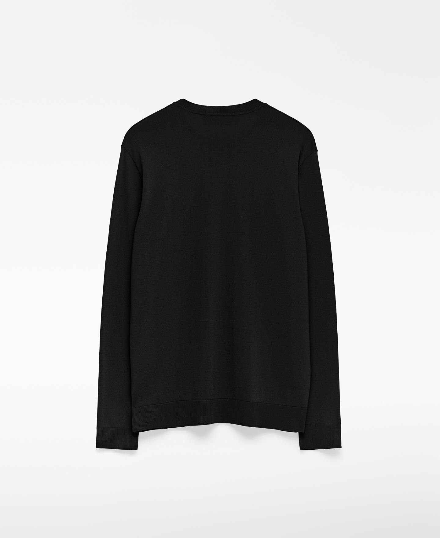 Camisola de Malha com Gola Redonda Preto-6