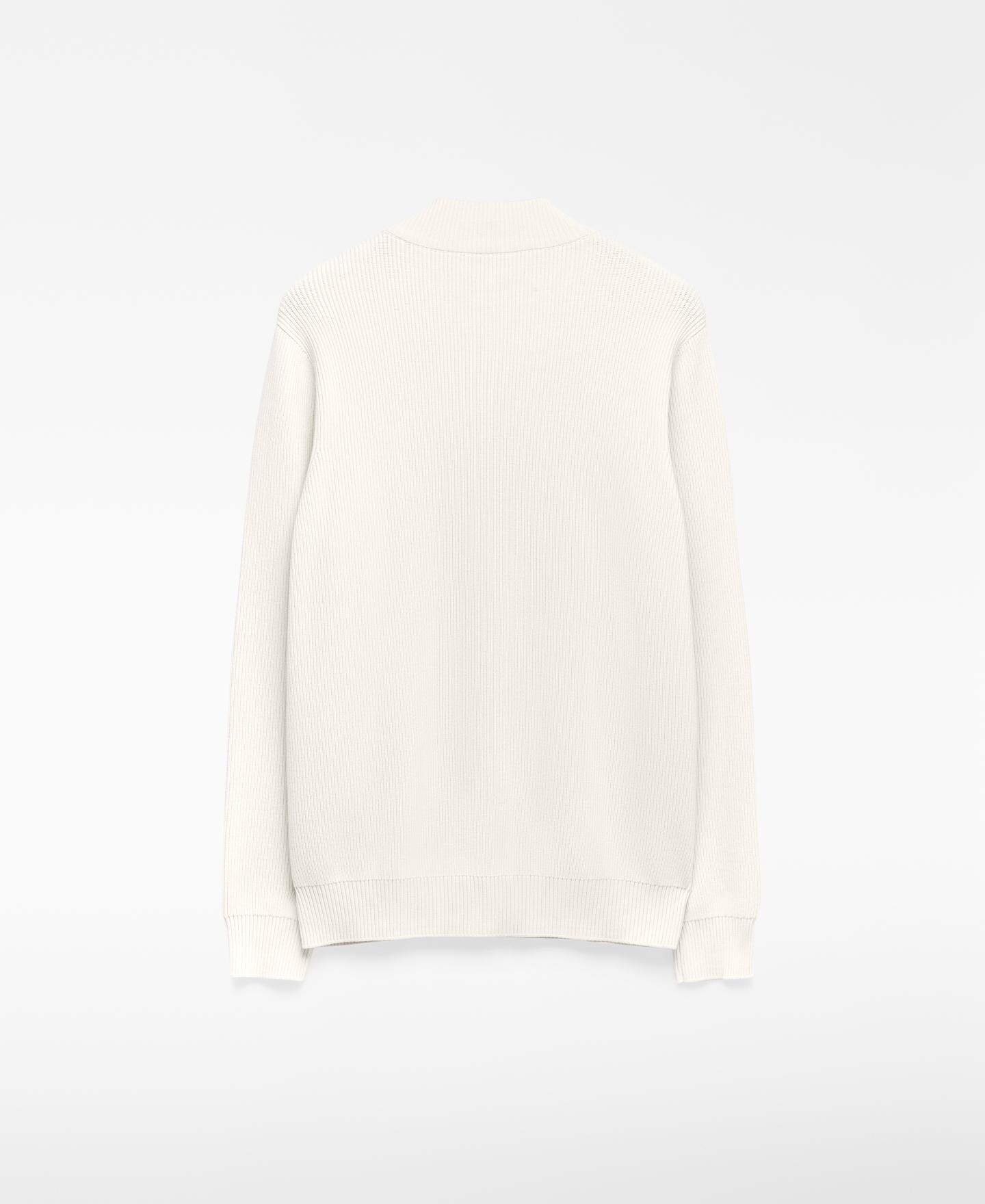 Cárdigan de Malha Canelada e Algodão Branco-6