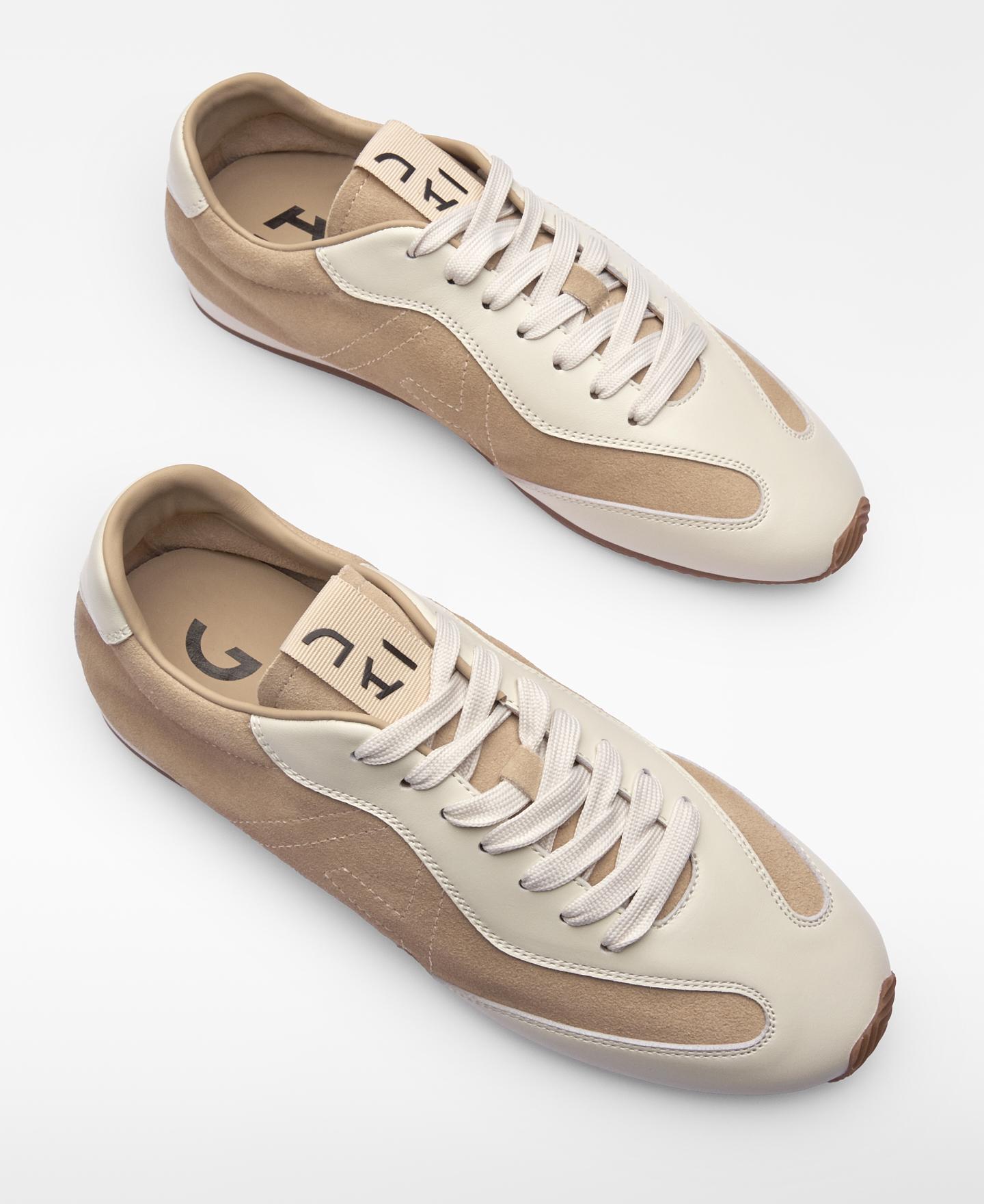 Sapatilhas Desportivas Soft de Pele com Logo Pespontado Taupe-2