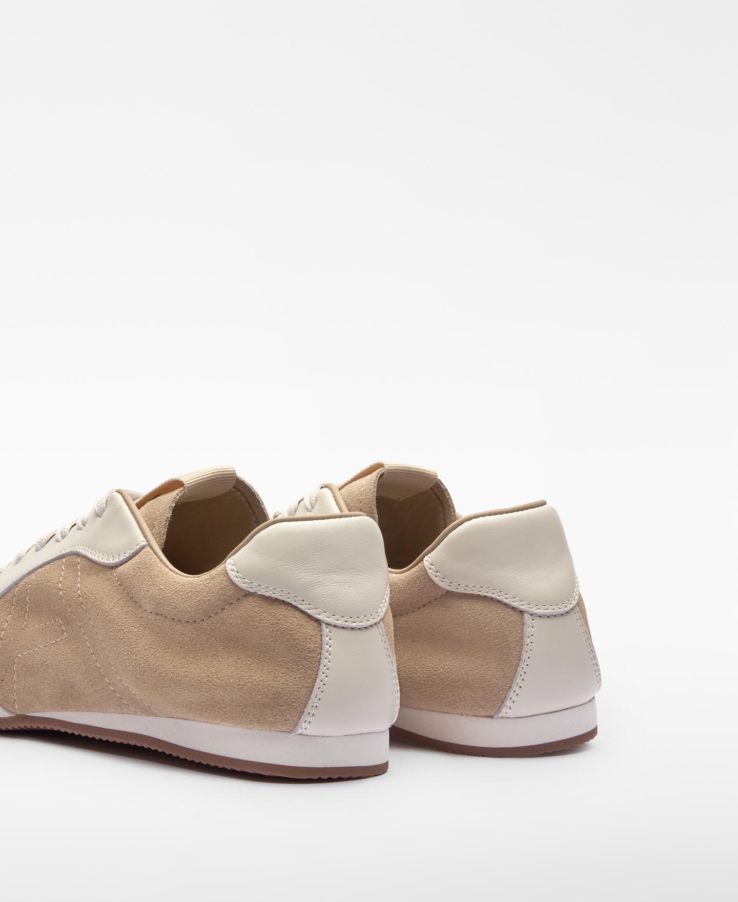 Sapatilhas Desportivas Soft de Pele com Logo Pespontado Taupe-3