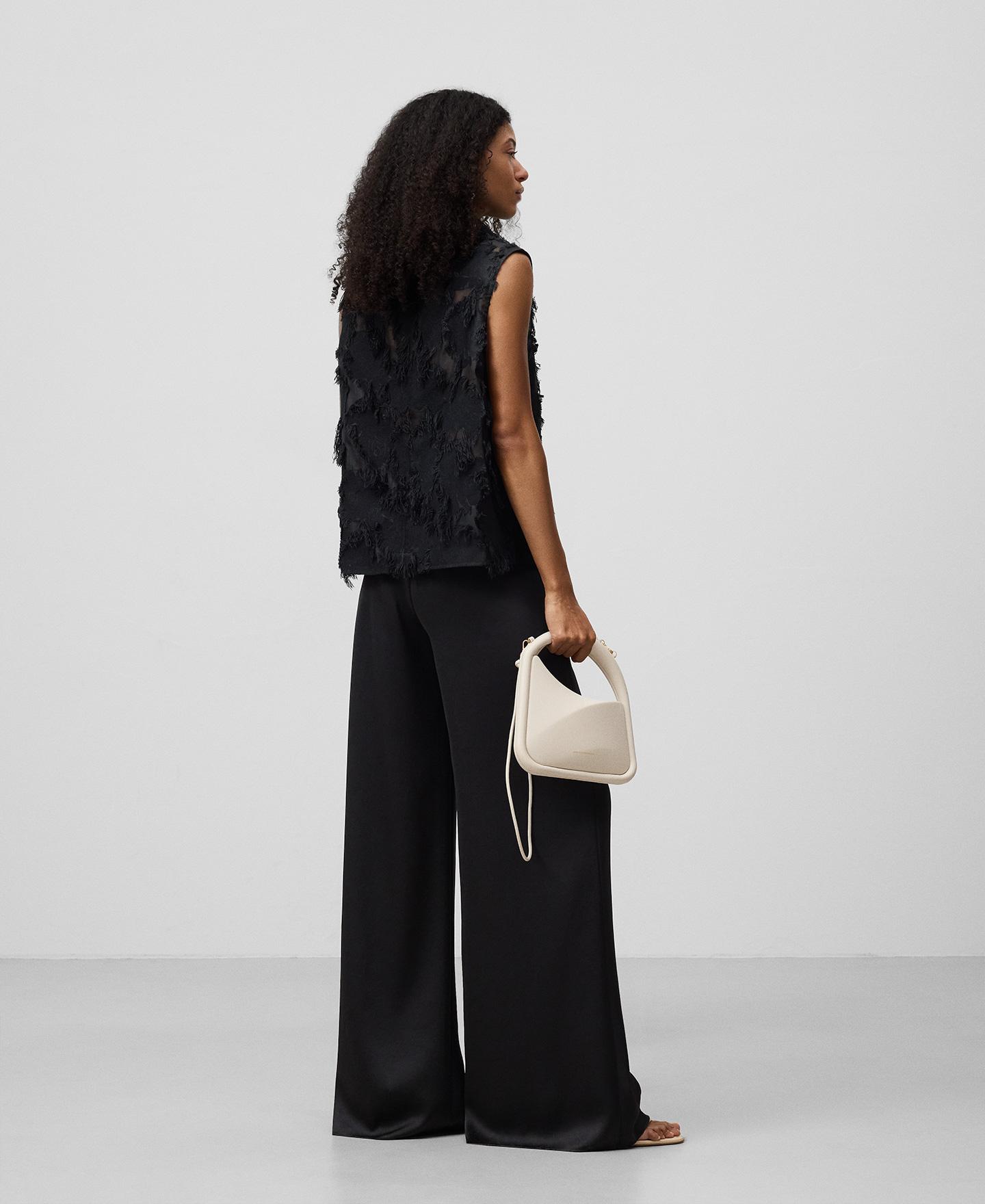 Top Semitransparente com Franjas Preto-3