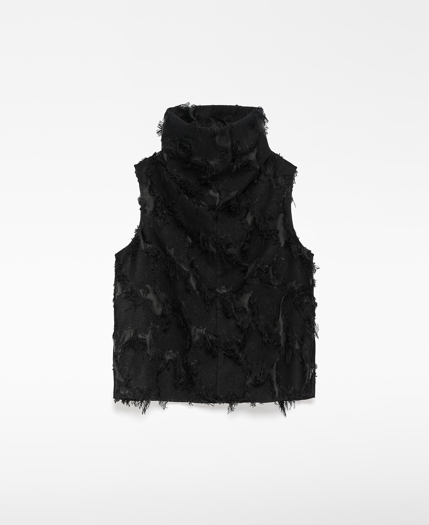 Top Semitransparente com Franjas Preto-5
