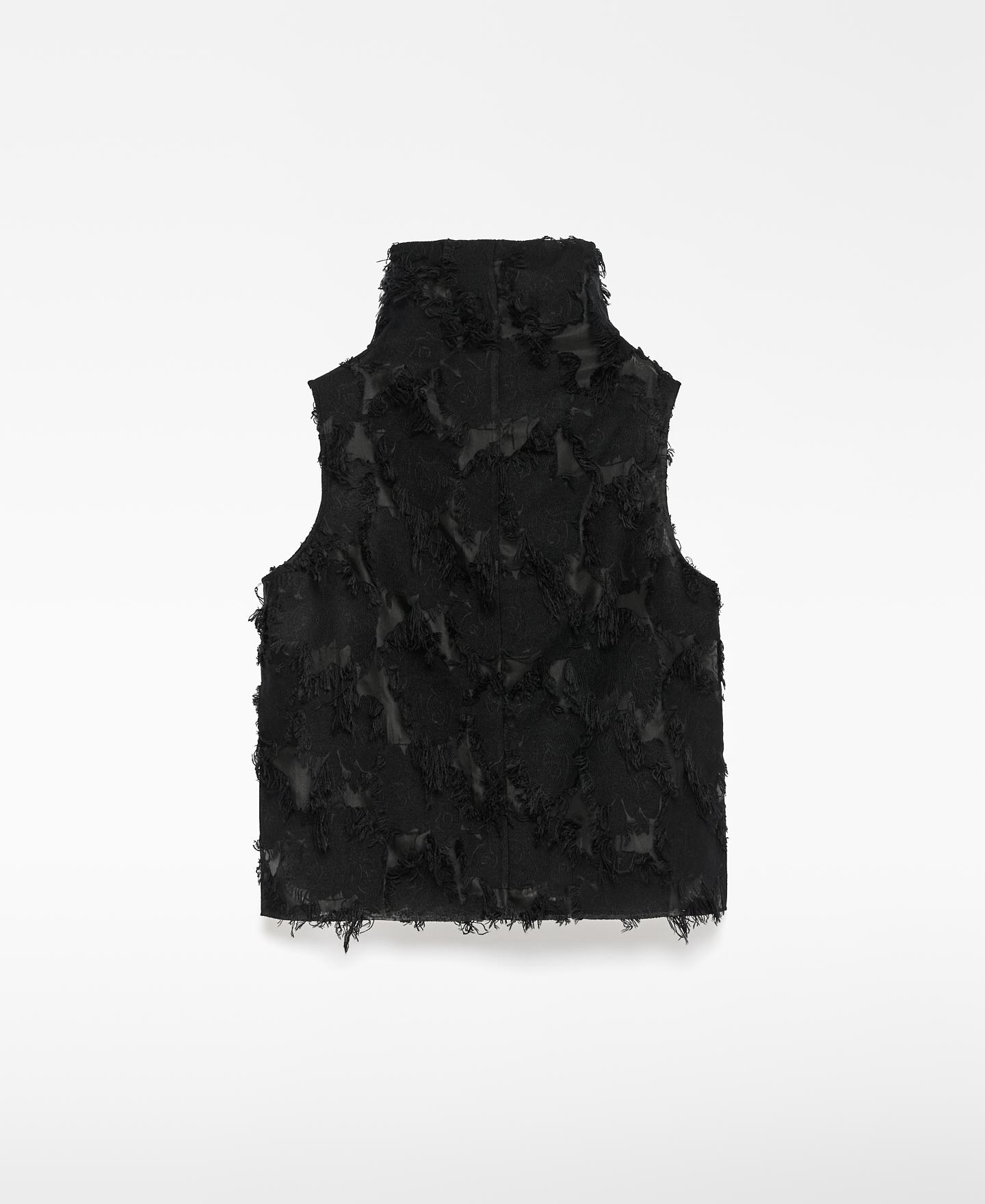 Top Semitransparente com Franjas Preto-6