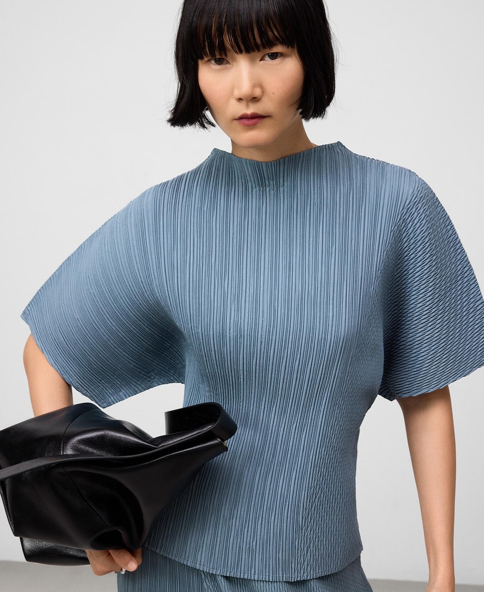 Top de Crinkle com Gola Perkins Azul-1