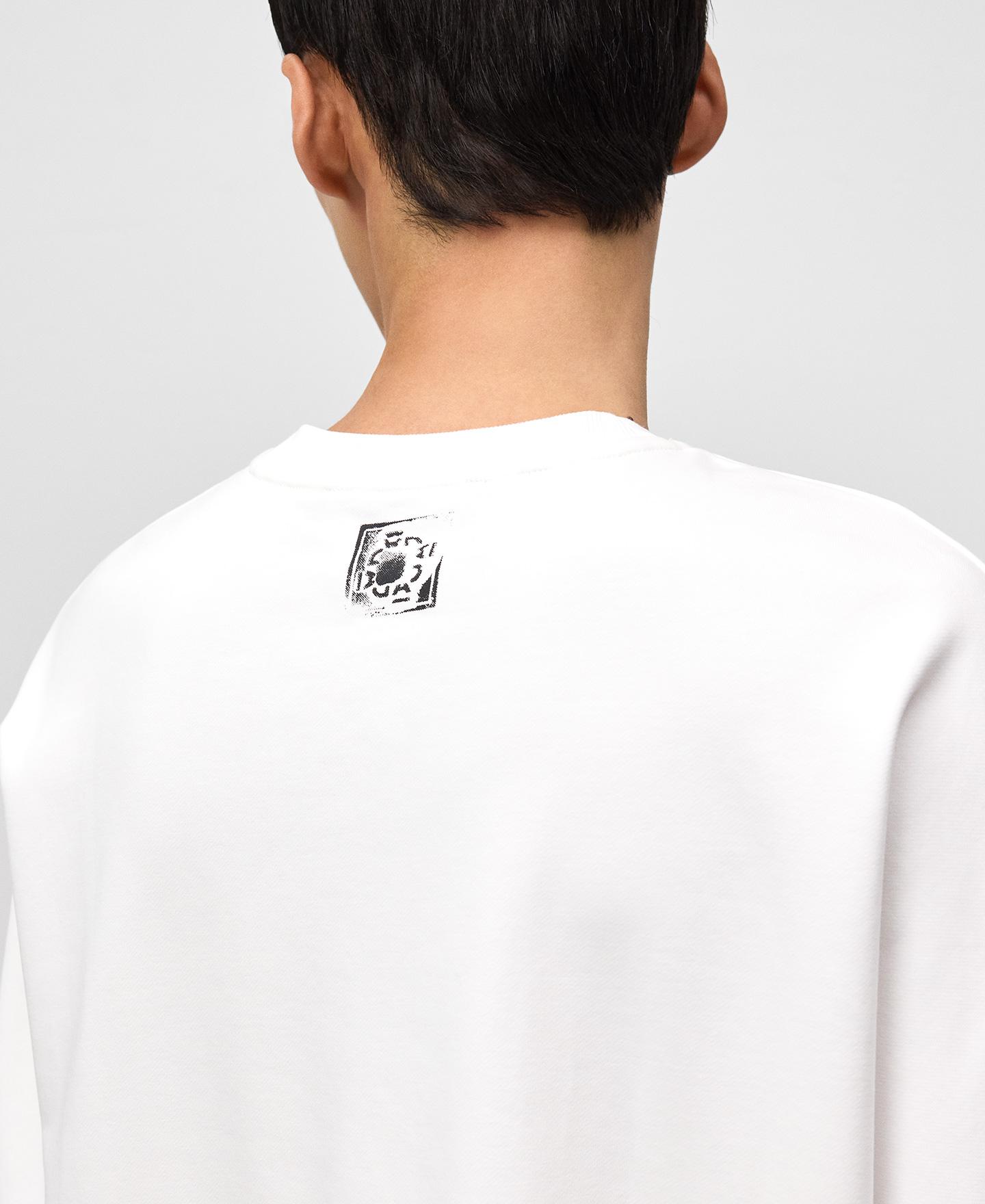 T-shirt de Manga Curta com Corte nas Costas Branco-4