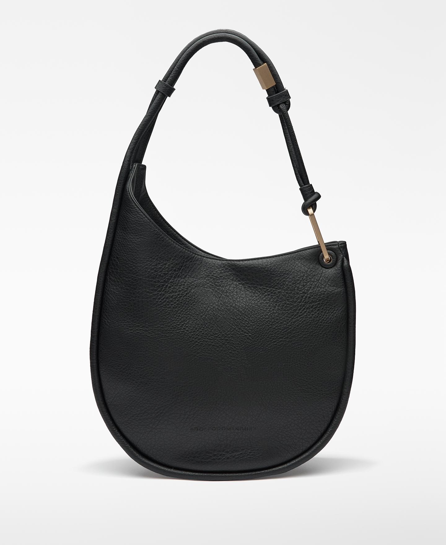 Mala de Ombro Luna Estilo Hobo Irregular Preto-1