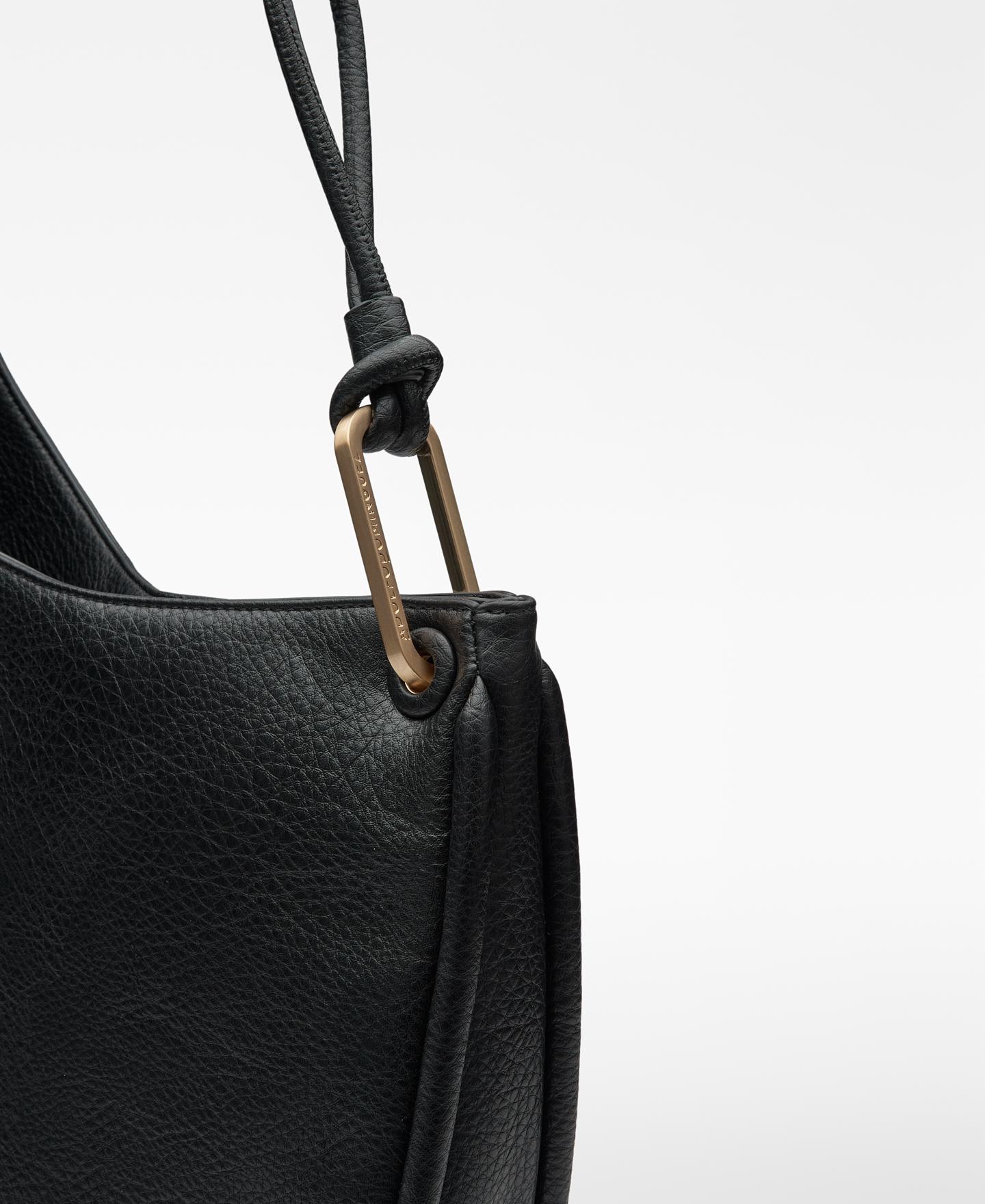 Mala de Ombro Luna Estilo Hobo Irregular Preto-3