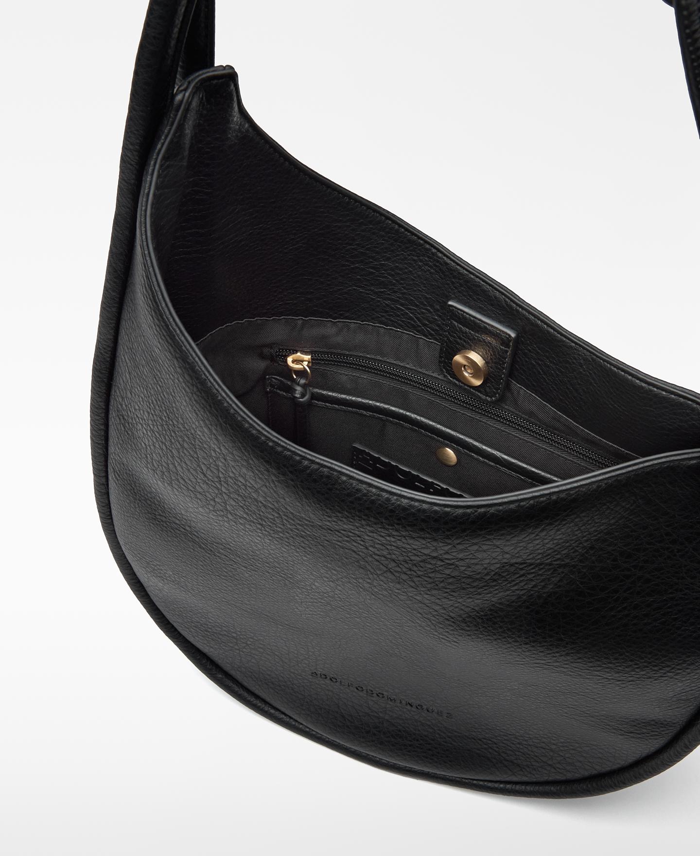 Mala de Ombro Luna Estilo Hobo Irregular Preto-4