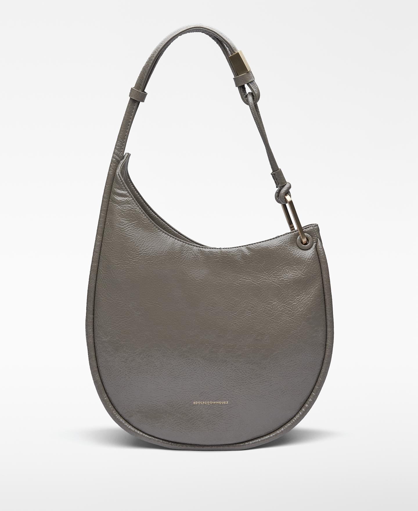 Mala de Ombro Luna com Fecho Zip Cinzento-1