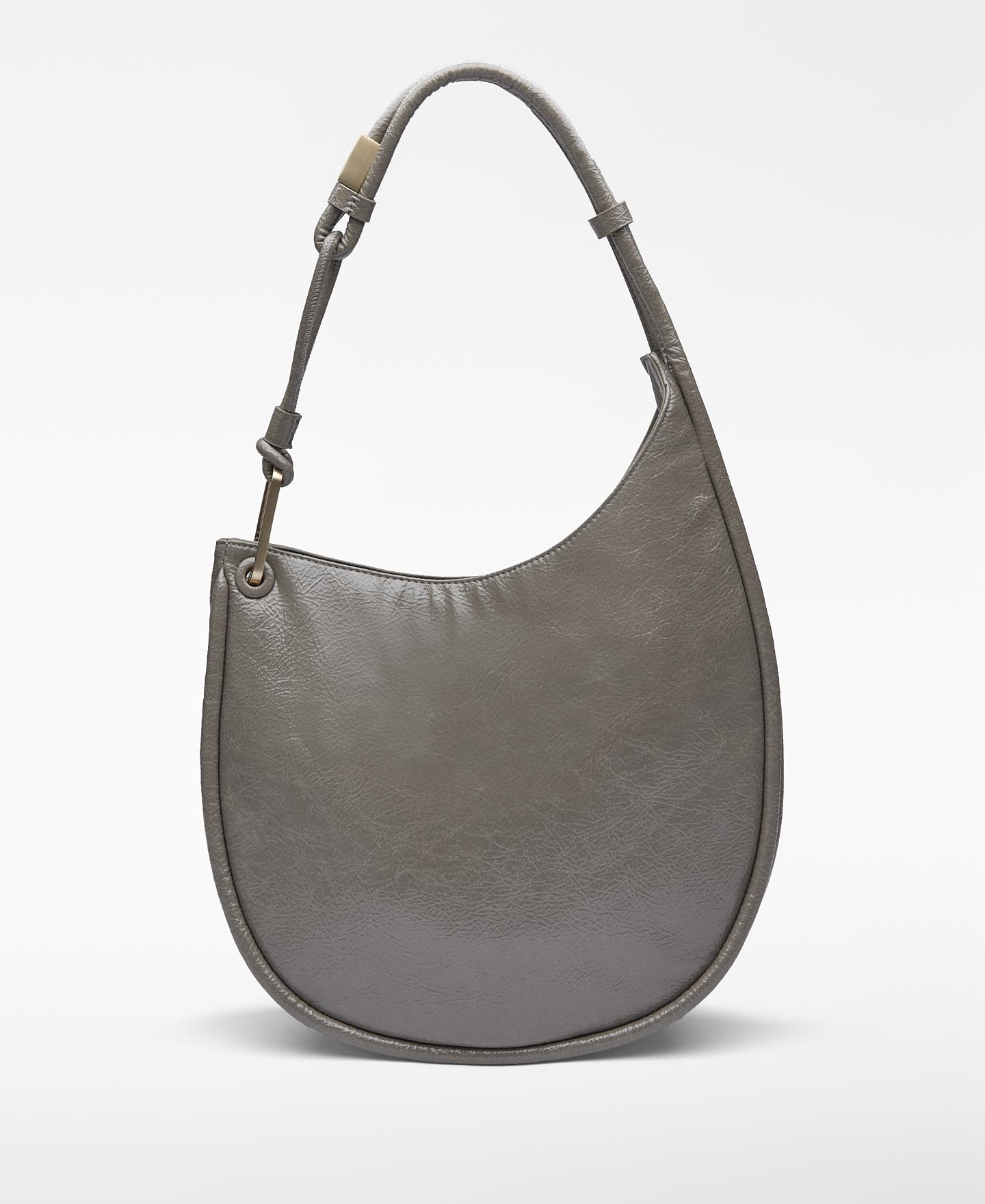 Mala de Ombro Luna com Fecho Zip Cinzento-2