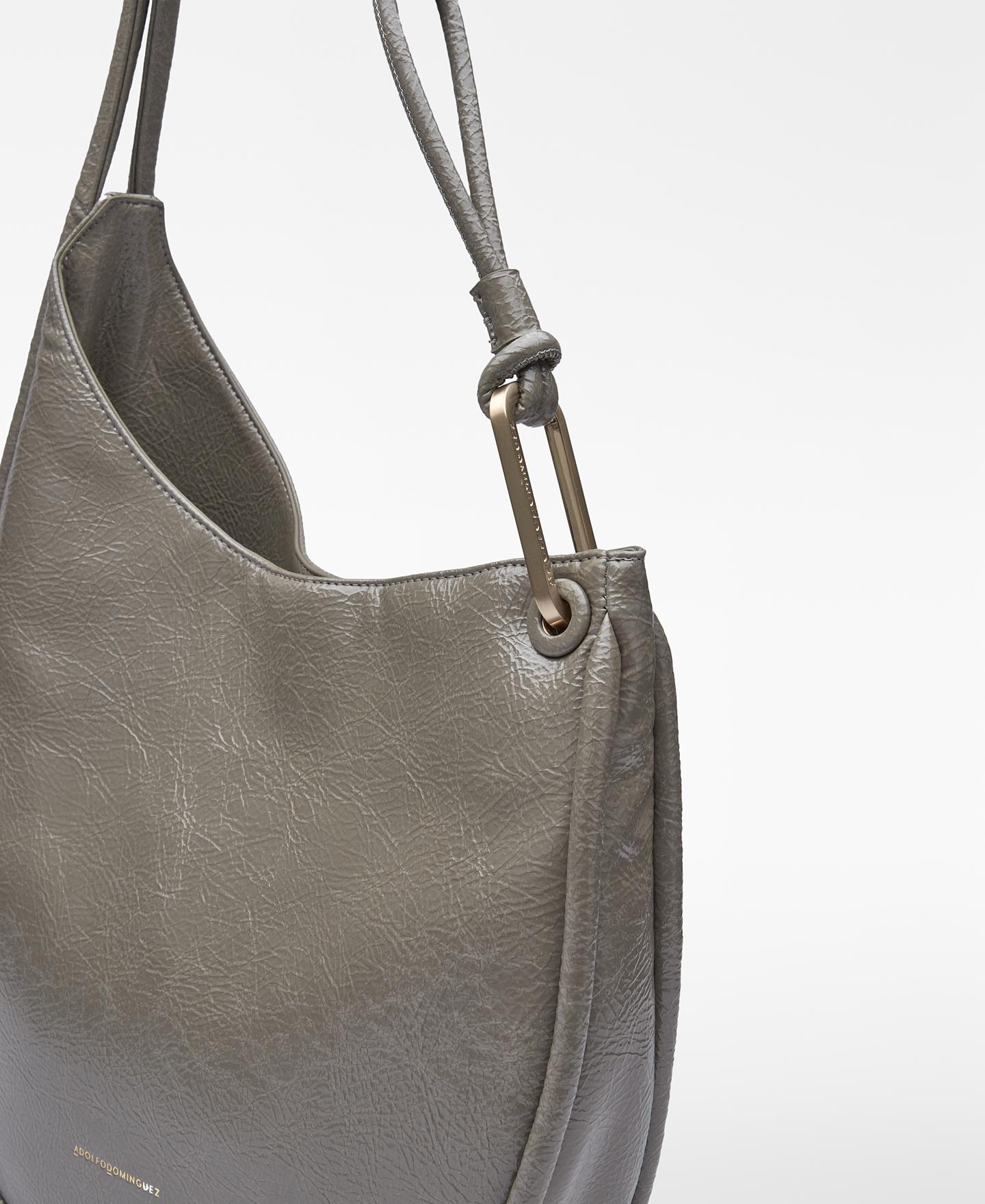 Mala de Ombro Luna com Fecho Zip Cinzento-3