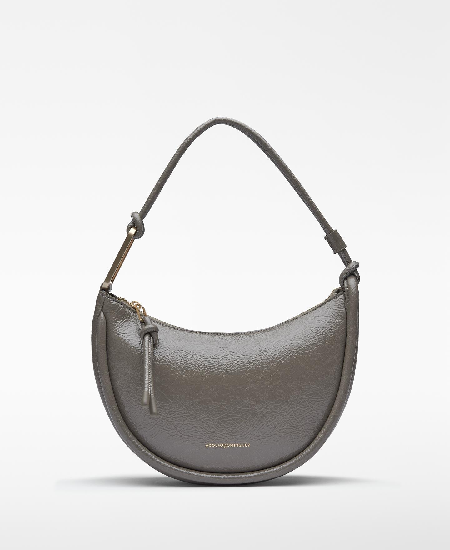 Mala de Ombro Luna com Fecho Zip Cinzento-1
