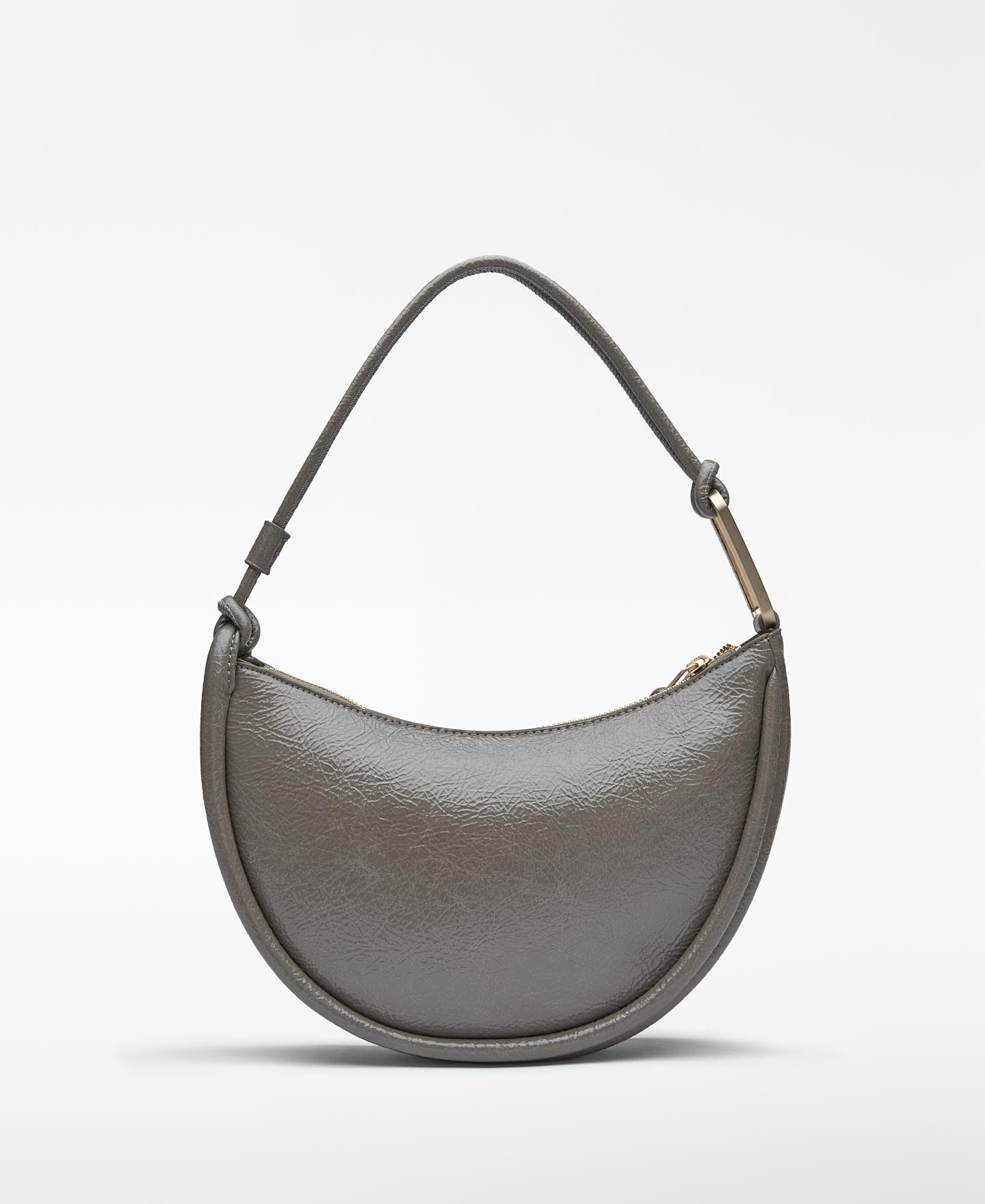 Mala de Ombro Luna com Fecho Zip Cinzento-2