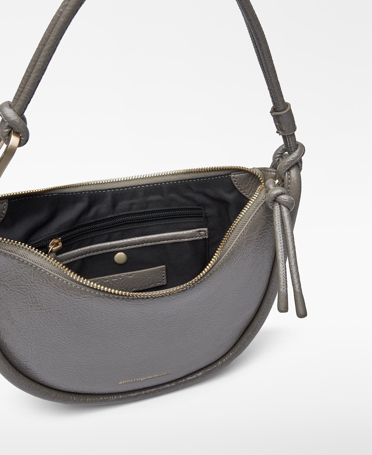 Mala de Ombro Luna com Fecho Zip Cinzento-3