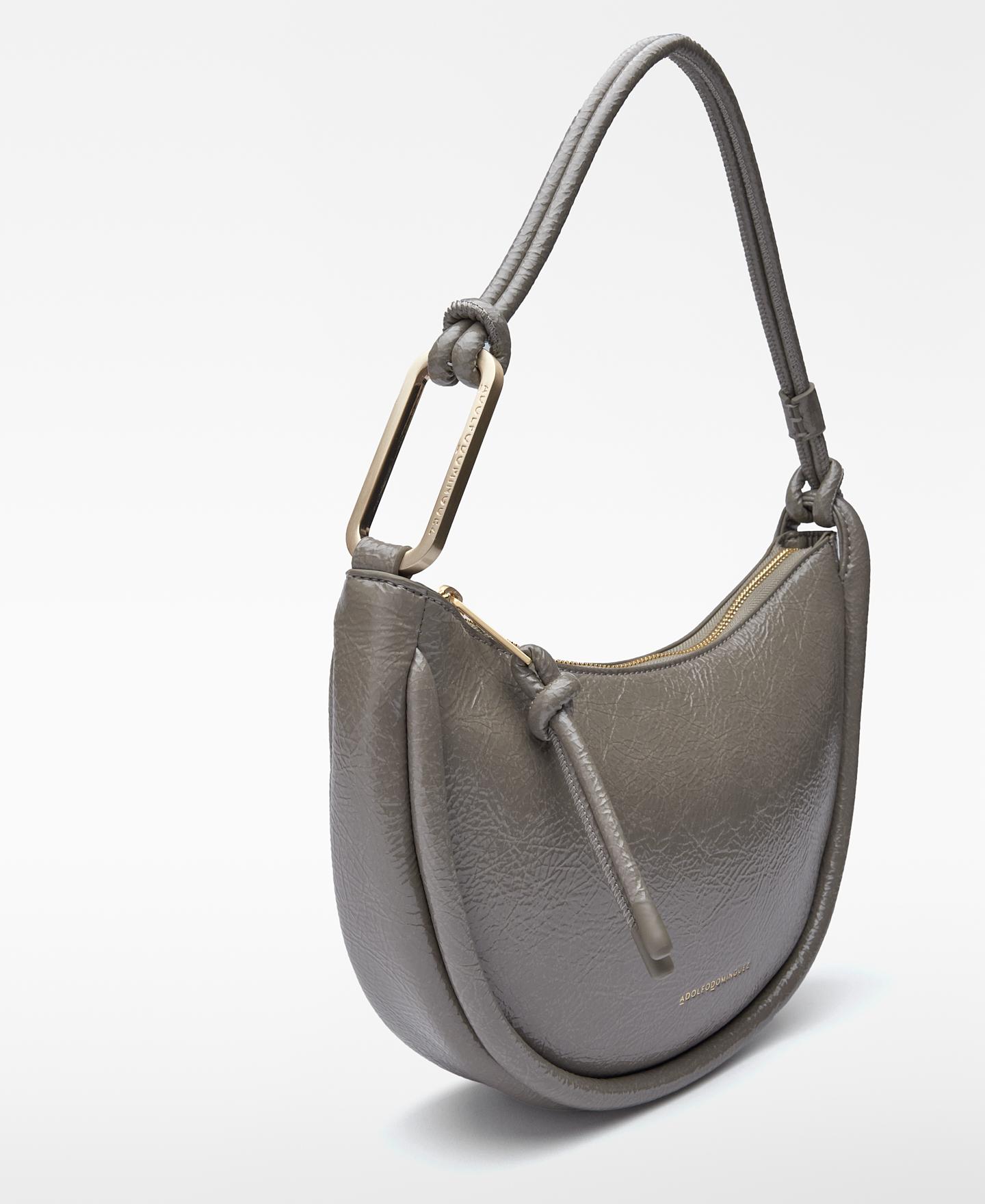Mala de Ombro Luna com Fecho Zip Cinzento-4