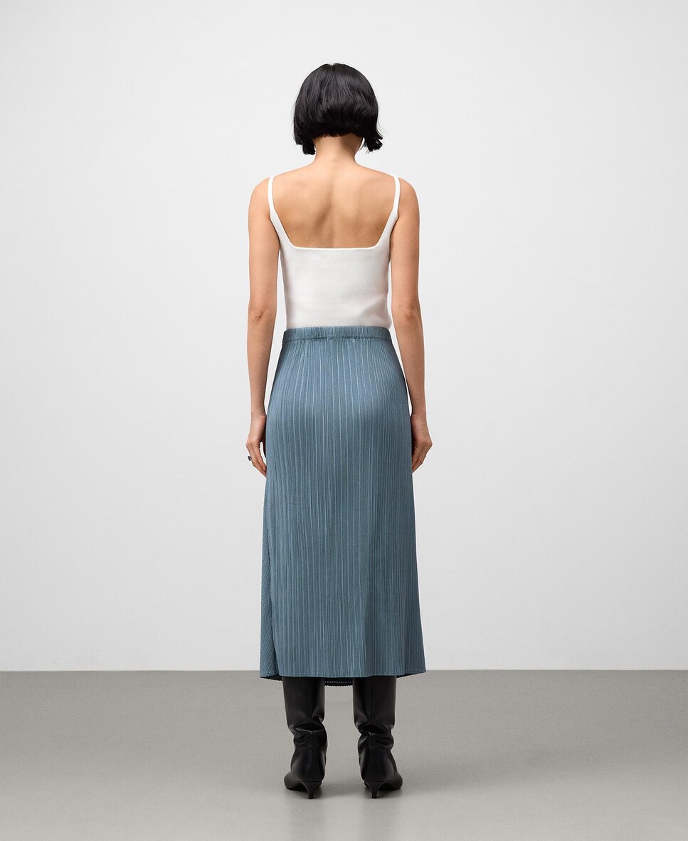 Saia de Crinkle com Peça Sobreposta Azul-3