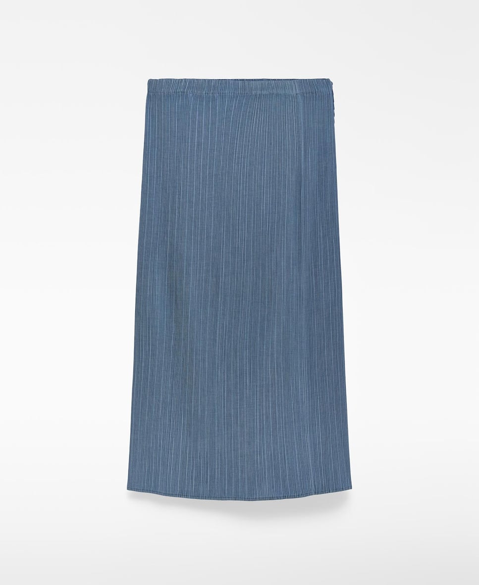 Saia de Crinkle com Peça Sobreposta Azul-6