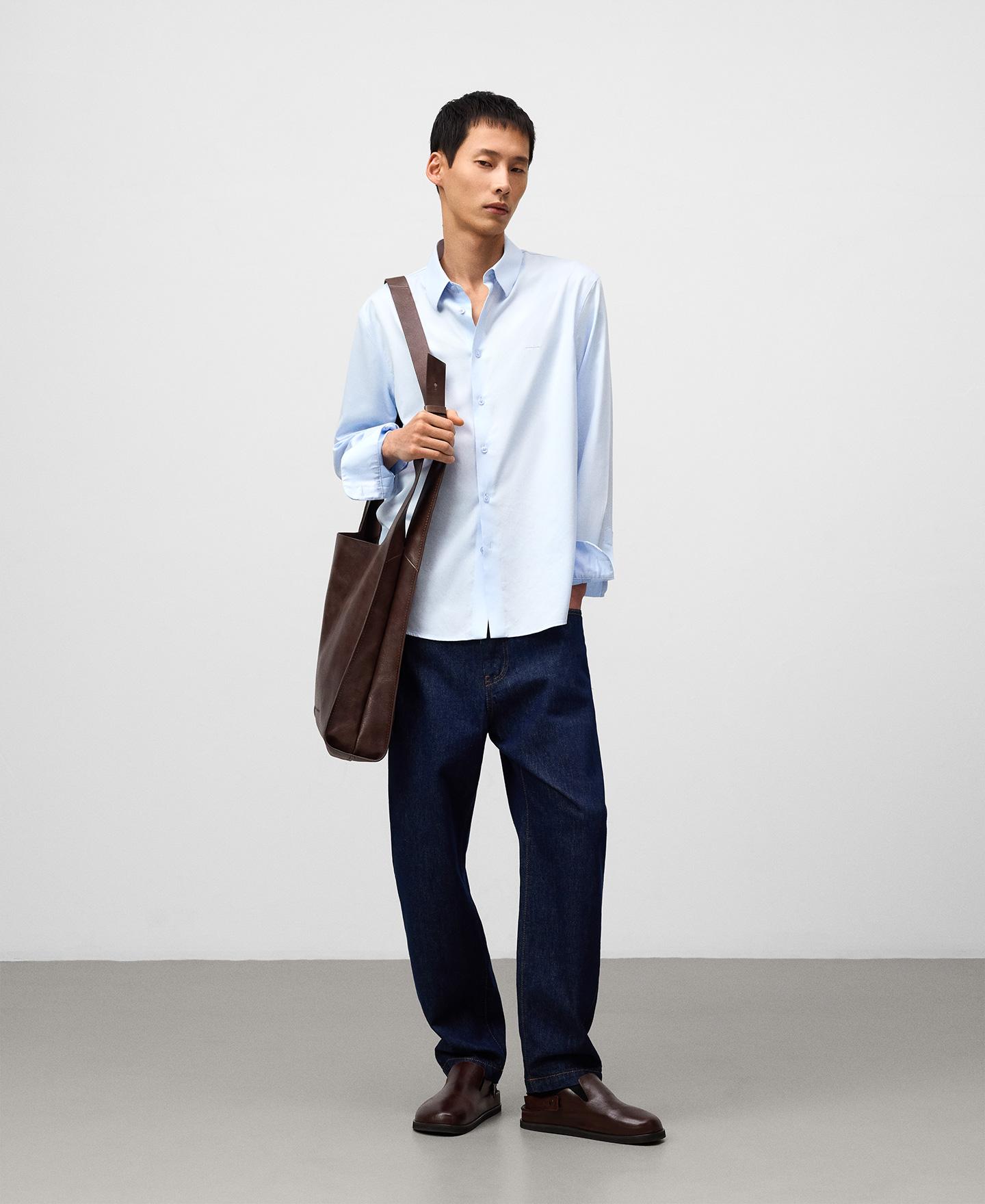 Camisa Regular Fit com Gola Lapela Azul-claro-2