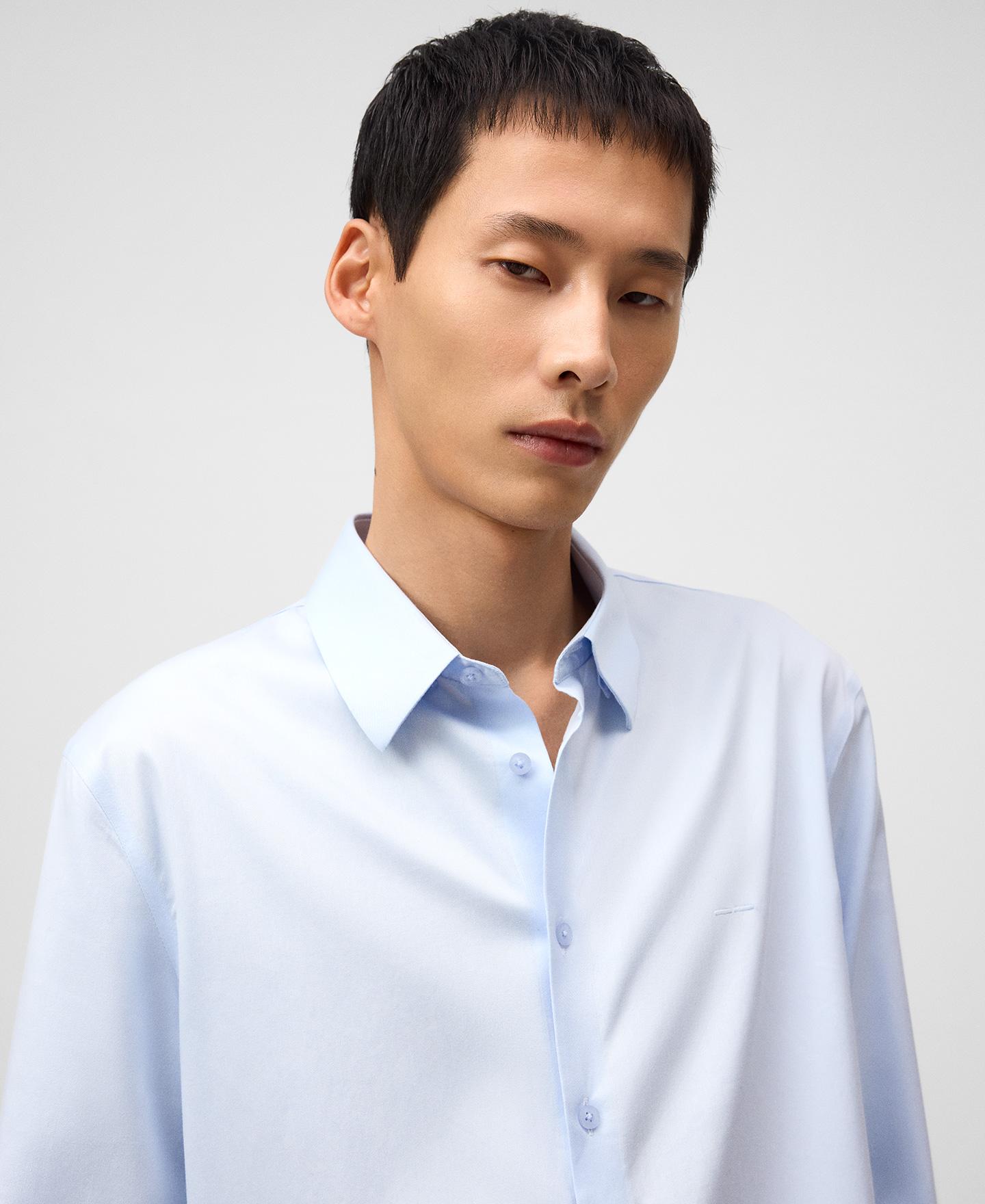 Camisa Regular Fit com Gola Lapela Azul-claro-4