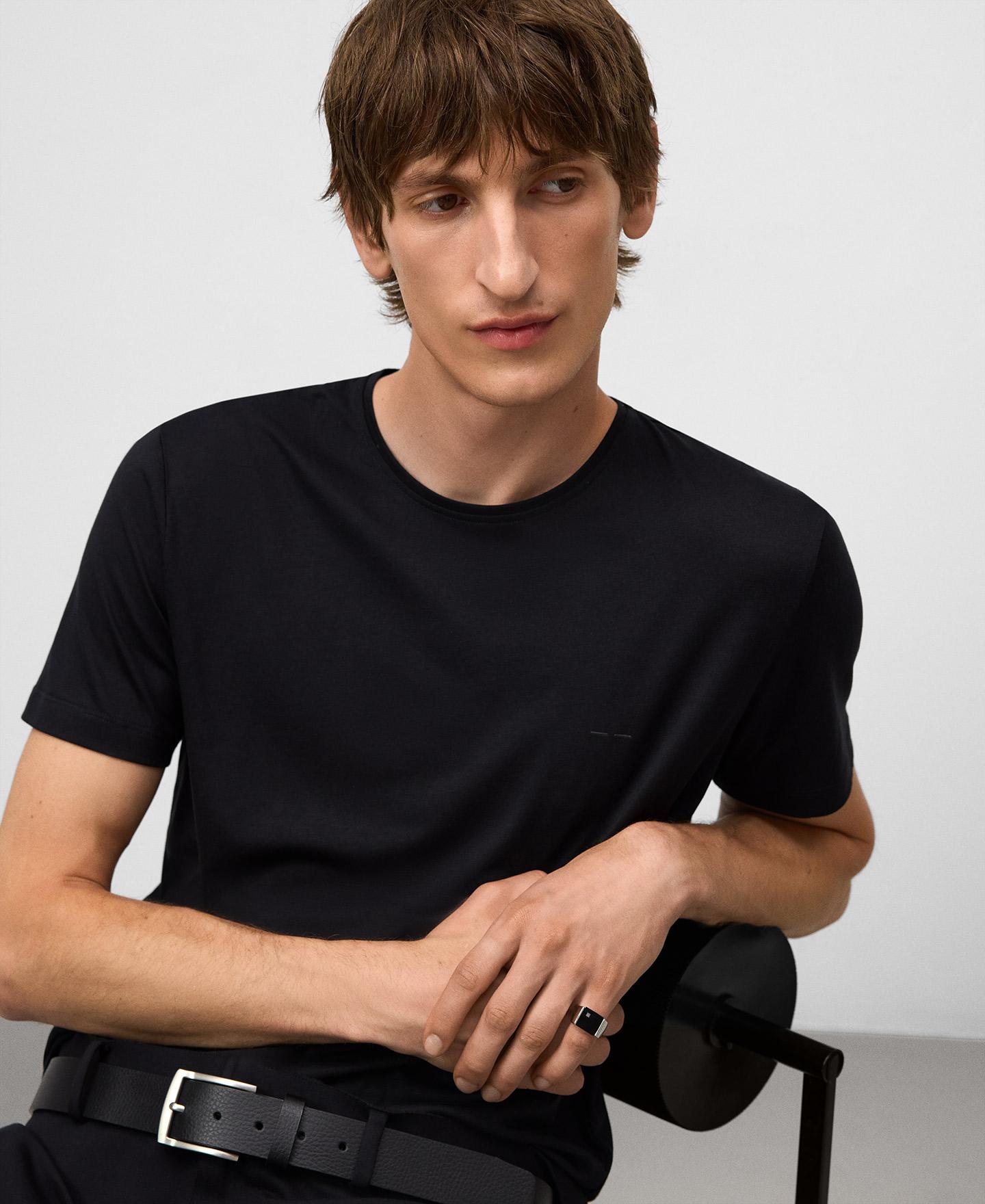 T-shirt Regular Fit de Manga Curta Preto-4