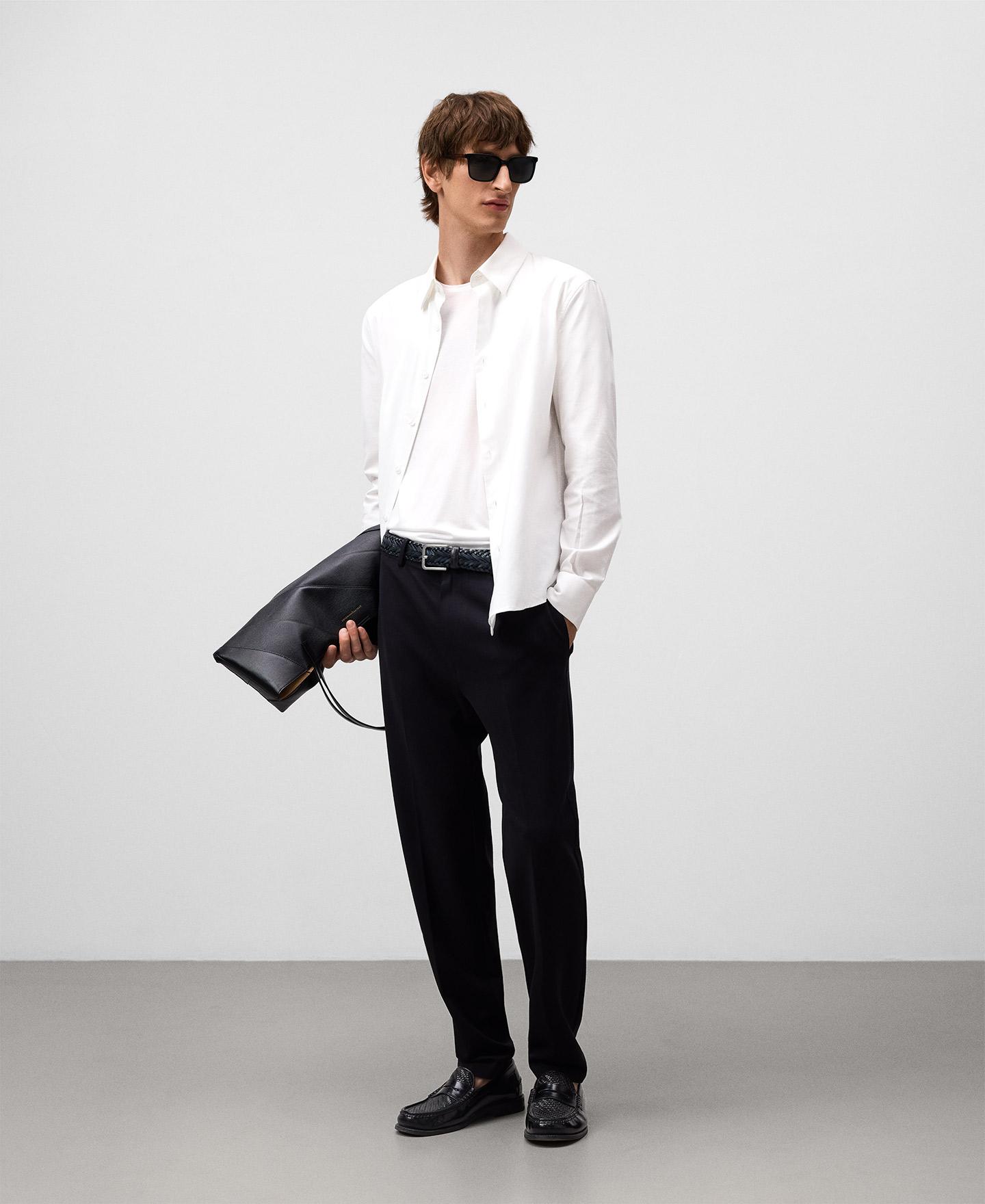 Camisa Regular de Manga Comprida Branco-2