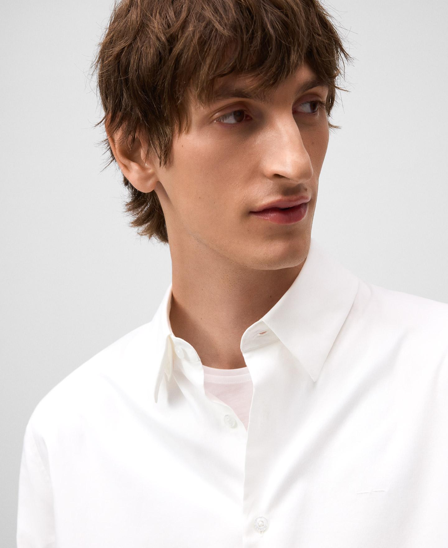 Camisa Regular de Manga Comprida Branco-4