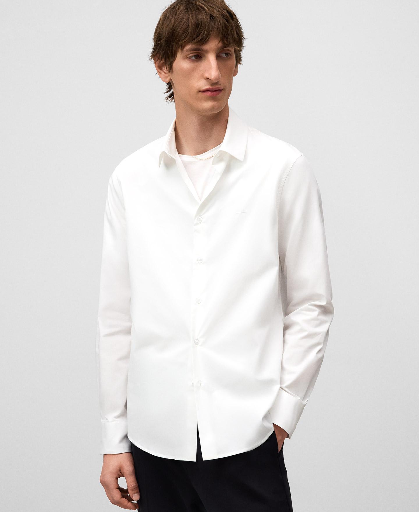 Camisa de Manga Comprida Slim Fit Branco-1