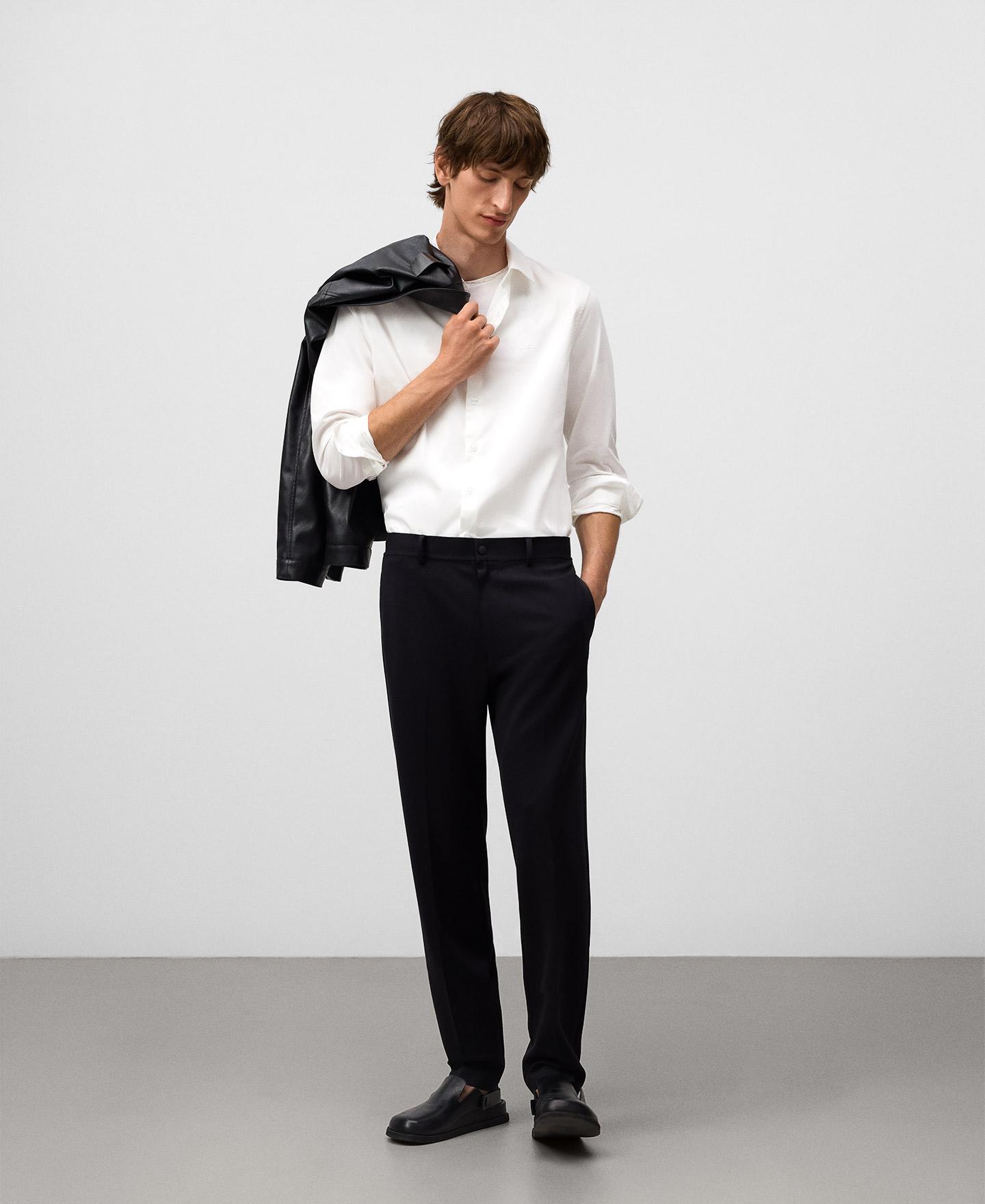 Camisa de Manga Comprida Slim Fit Branco-2