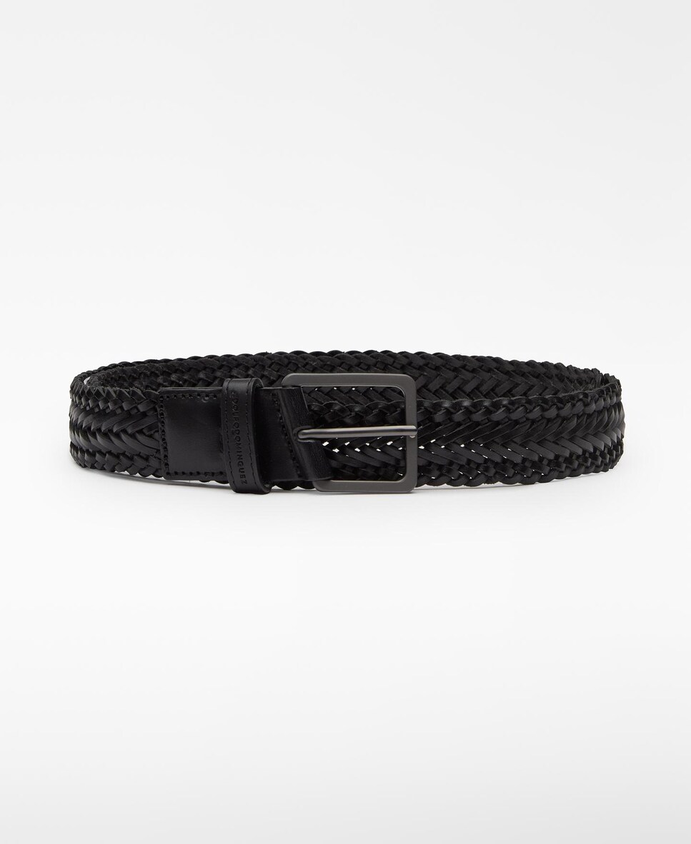 Cinto de Pele Entrançado Preto-1