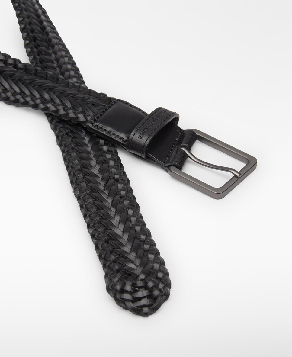 Cinto de Pele Entrançado Preto-3
