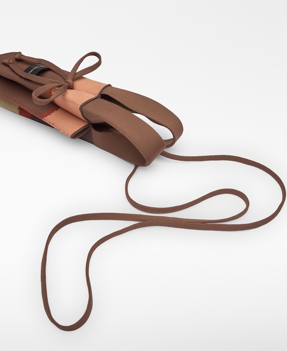 Porta-telemóvel Plissado em Malha Estampada Castanho / Laranja-2