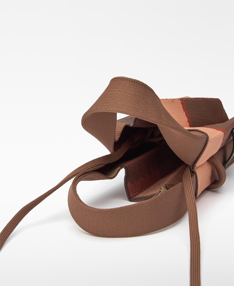 Porta-telemóvel Plissado em Malha Estampada Castanho / Laranja-3