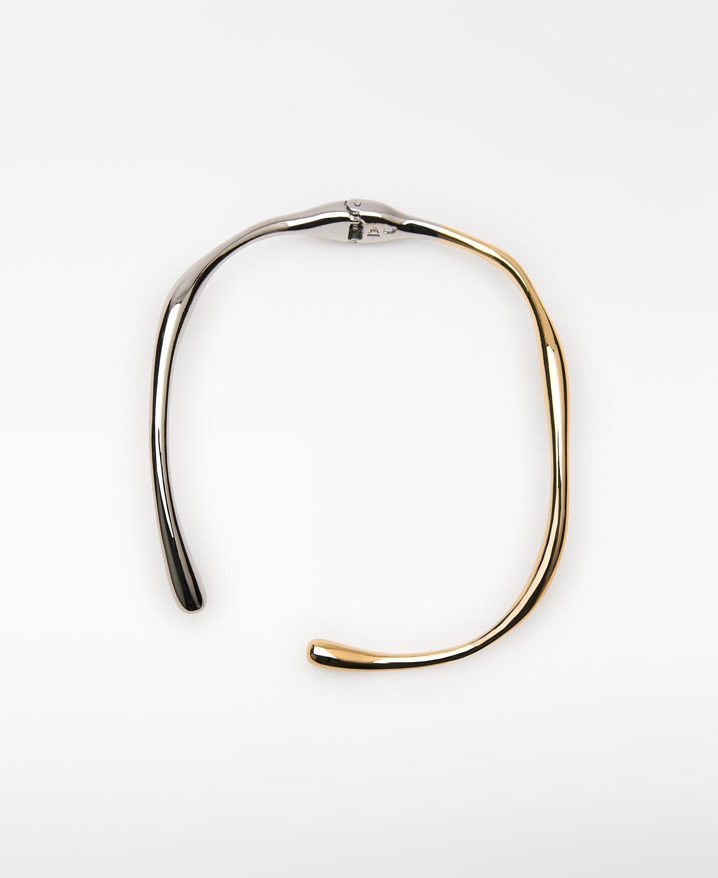 Choker Metálico com Duplo Lacado Ouro / Prata-1