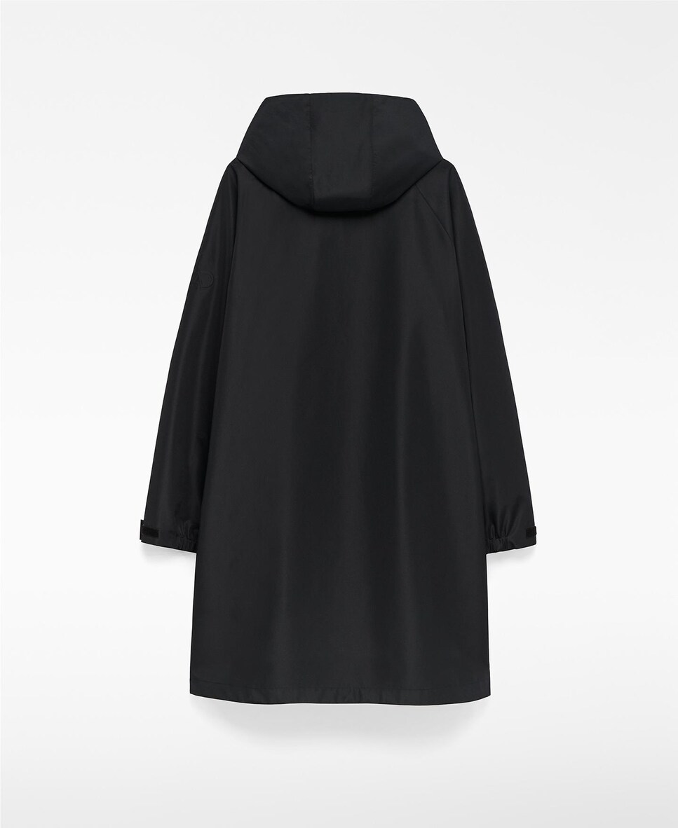 Parka Comprida com Capuz Ajustável Preto-6