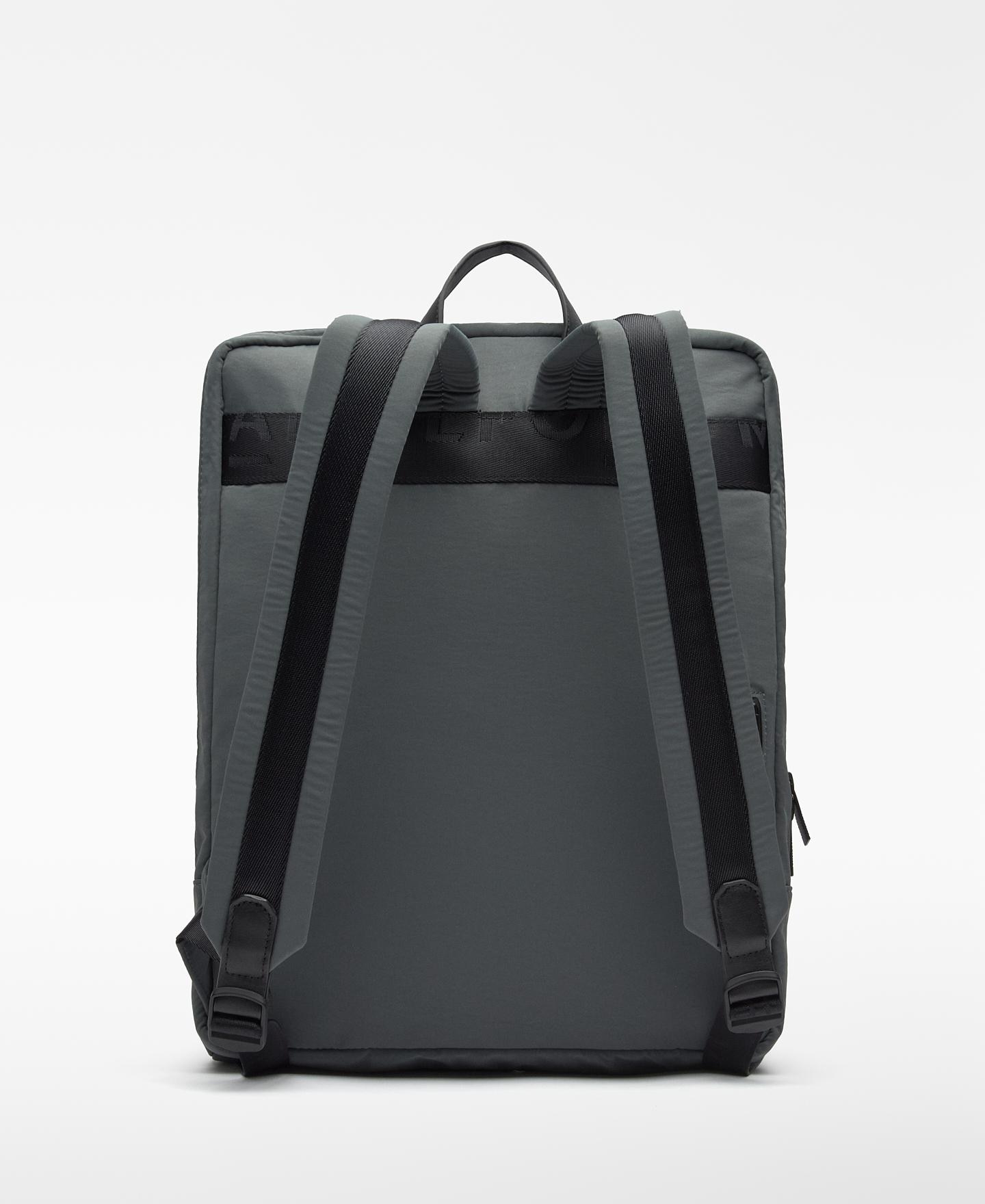 Mochila Compacta em Nylon com Bolso Exterior Azul/Cinzento-2